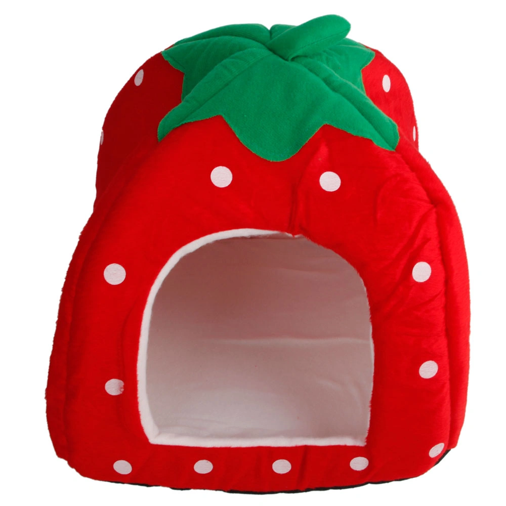 Soft Cotton Strawberry Pet House Nest Yurt for Dogs Cats, Multi-Purpose Bed, Size M, Bright Red view 3
