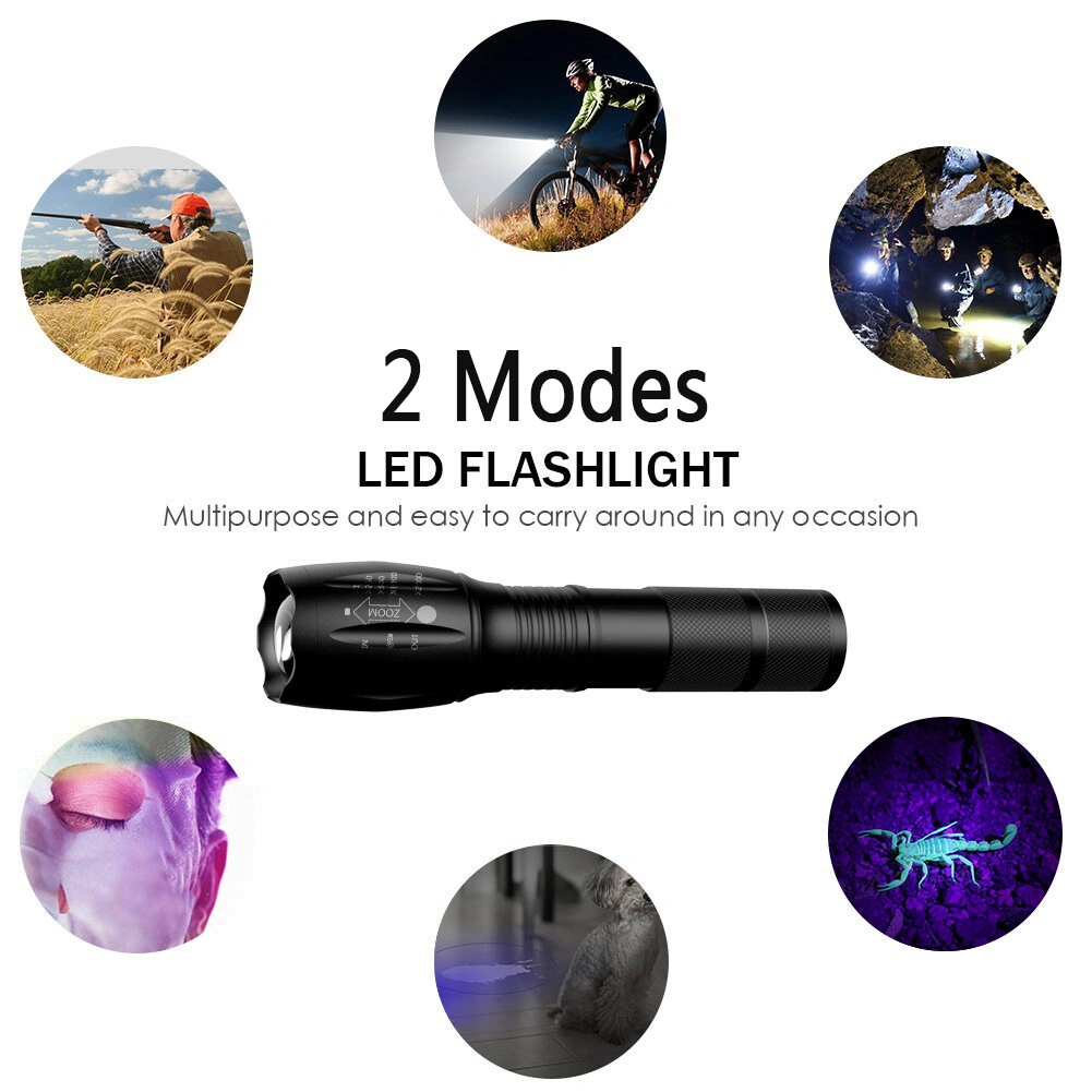 2 Pack 2-in-1 LED Flashlight, UV White Zoomable Detection Lamp for Security & Outdoor Use view 3
