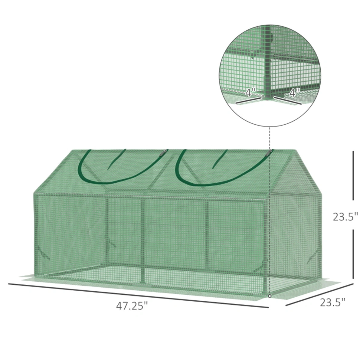 Mini Walk-in Greenhouse Tent, Portable Cold Frame Garden Plant Protector, UV Resistant Polyethylene Cover with Zipper Door view 3