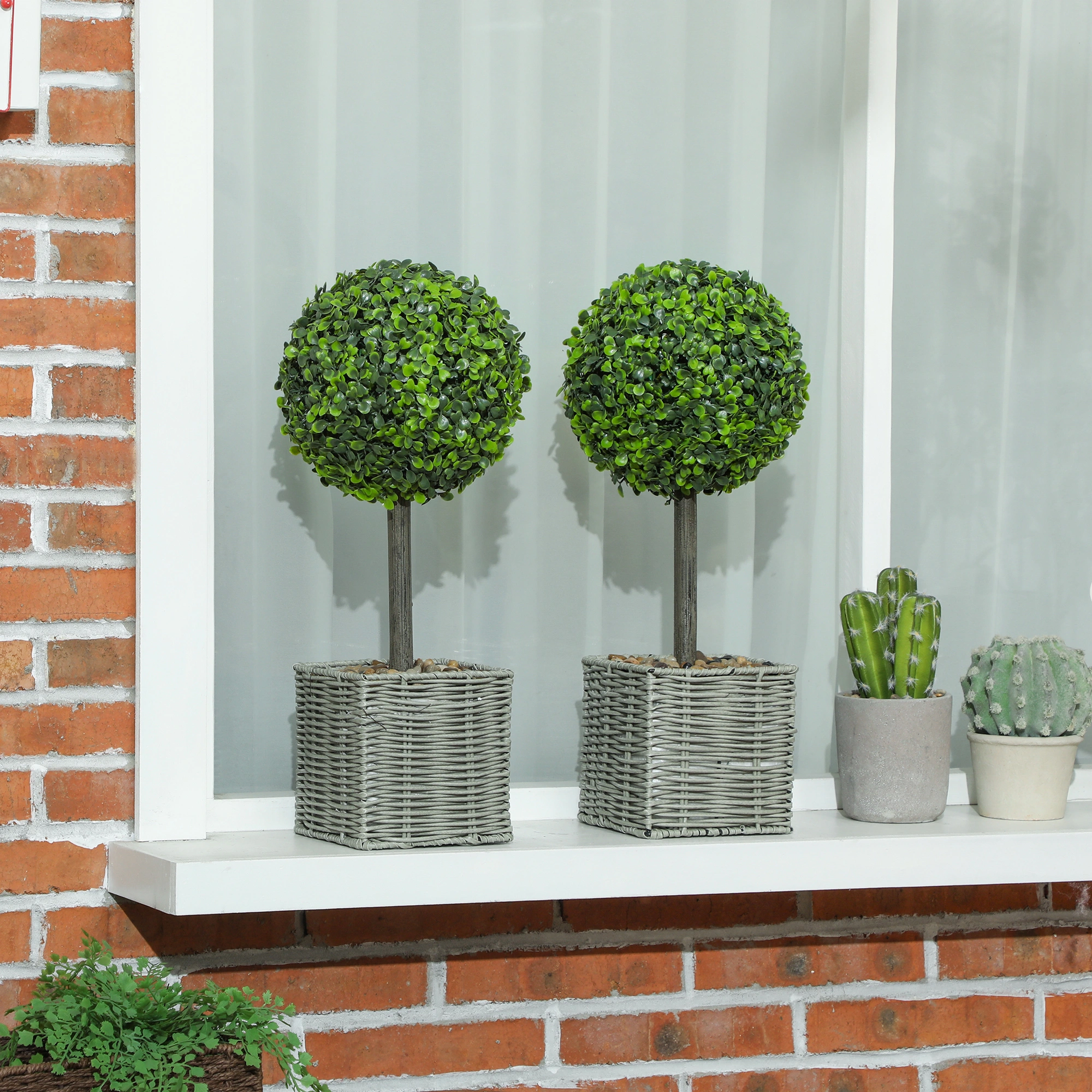 Artificial Plant Fake Flower Potted Silk Foliage Home Office Décor Indoor Outdoor Garden Living Room Shelves Entryway view 5