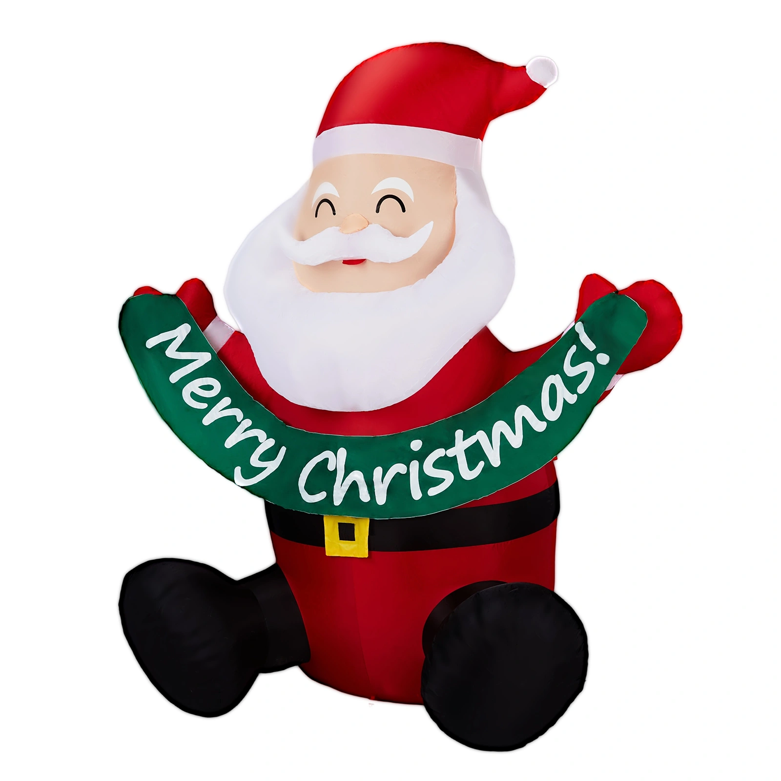 75M Lighted Christmas Inflatable Santa Claus Holding Banner, Built-in LED Blow Up Yard Lawn Garden Decoration for Holiday view 2