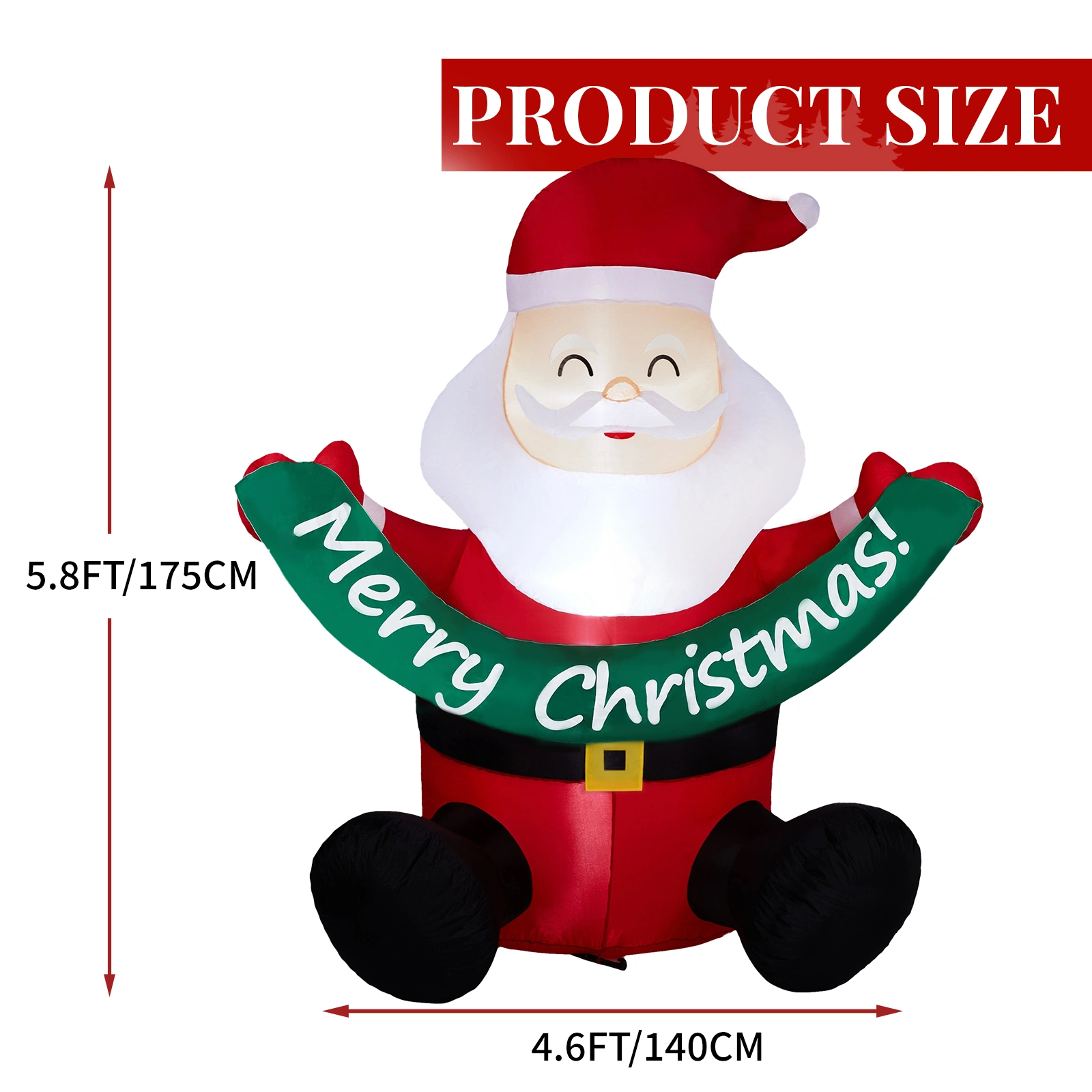 75M Lighted Christmas Inflatable Santa Claus Holding Banner, Built-in LED Blow Up Yard Lawn Garden Decoration for Holiday view 3