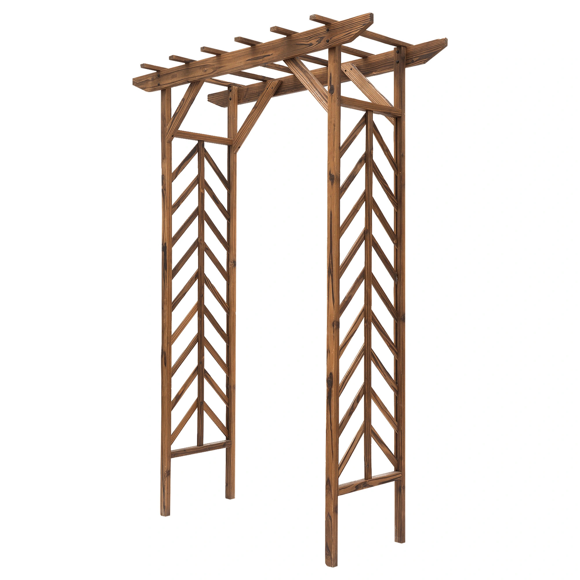 79" Wooden Garden Arbor Arch Trellis with Pergola Roof for Climbing Vines Wedding Party Decor view 2