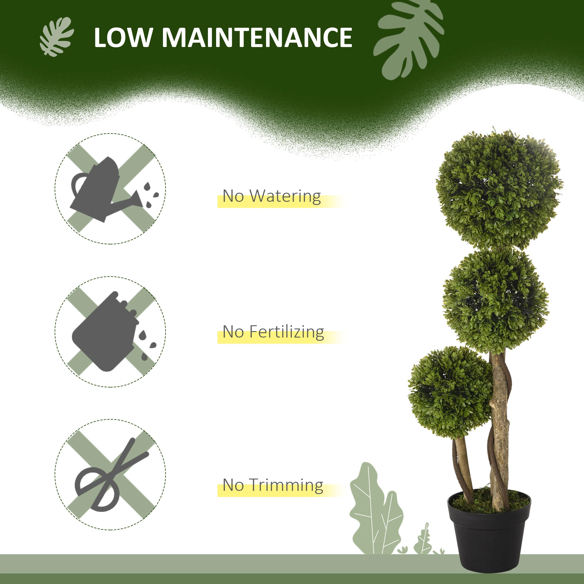 Artificial Potted Plant, Faux Greenery Indoor Outdoor Decorative Fake Plant view 3
