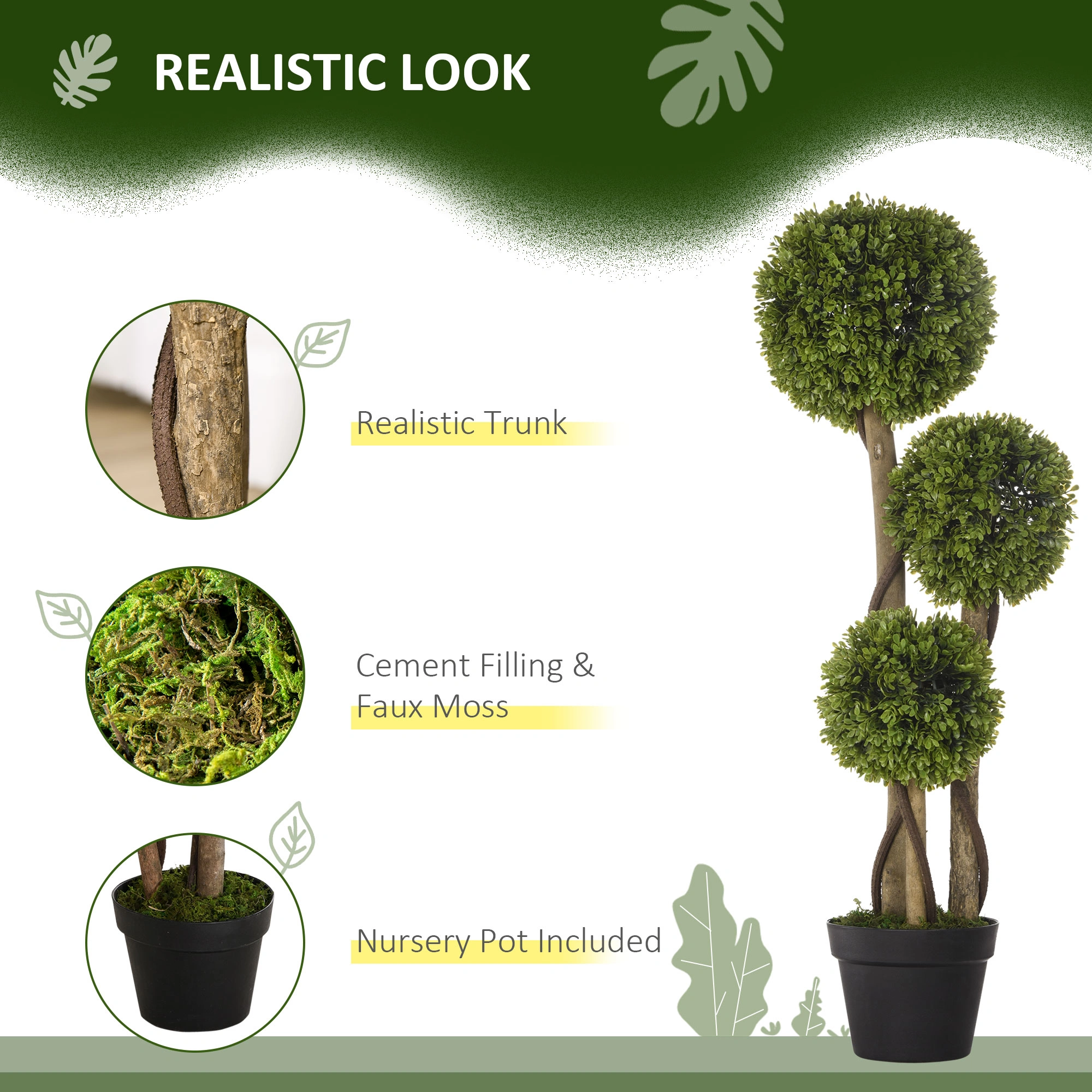Artificial Potted Plant, Faux Greenery Indoor Outdoor Decorative Fake Plant view 5
