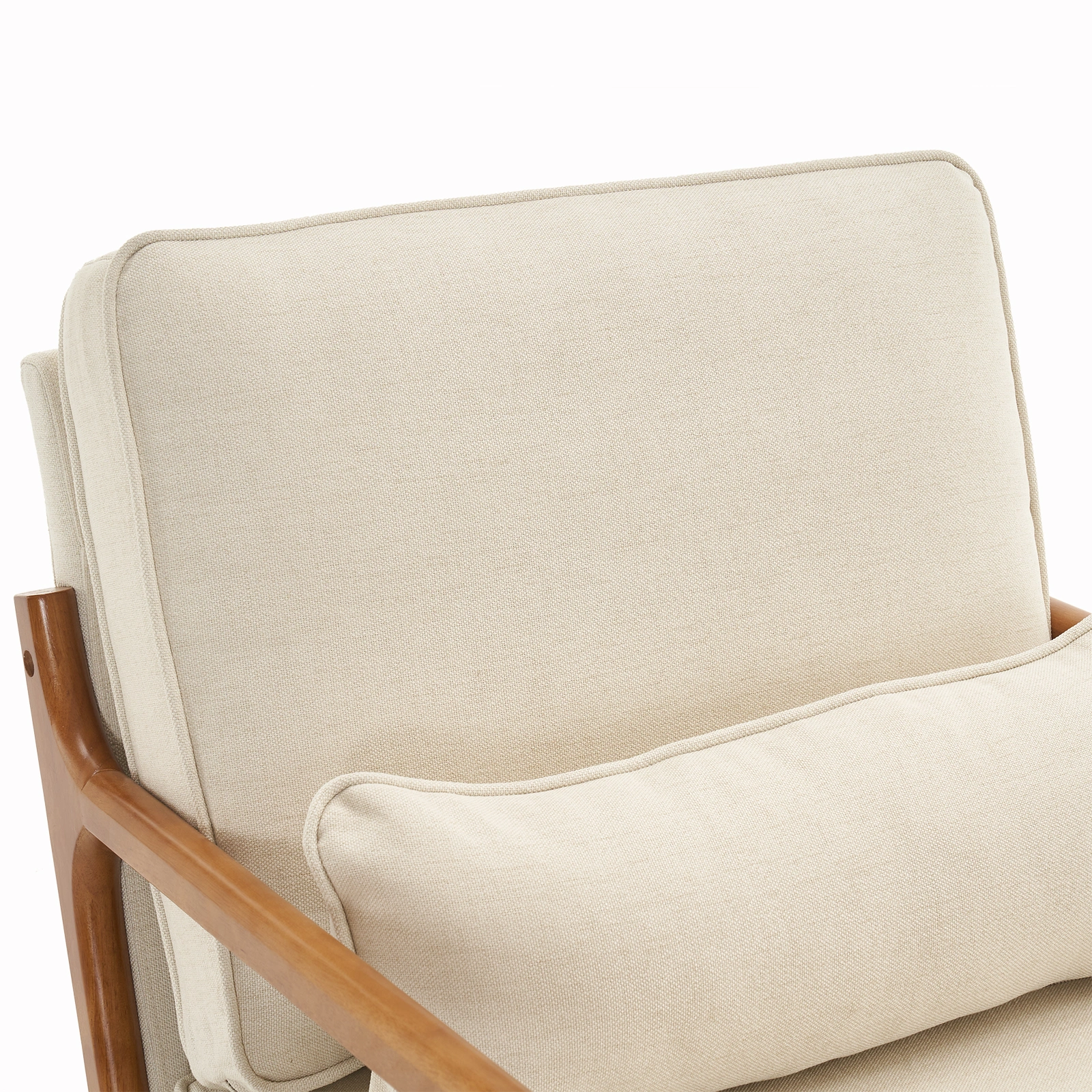 Oak Armrest Oak Upholstered Single Lounge Chair Indoor Lounge Chair Off-White view 10