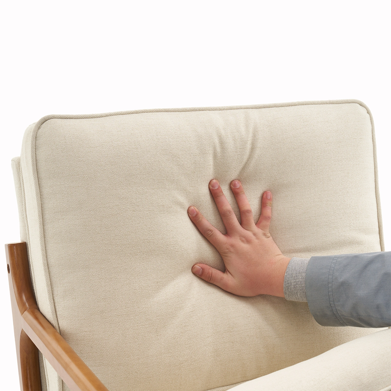 Oak Armrest Oak Upholstered Single Lounge Chair Indoor Lounge Chair Off-White view 17