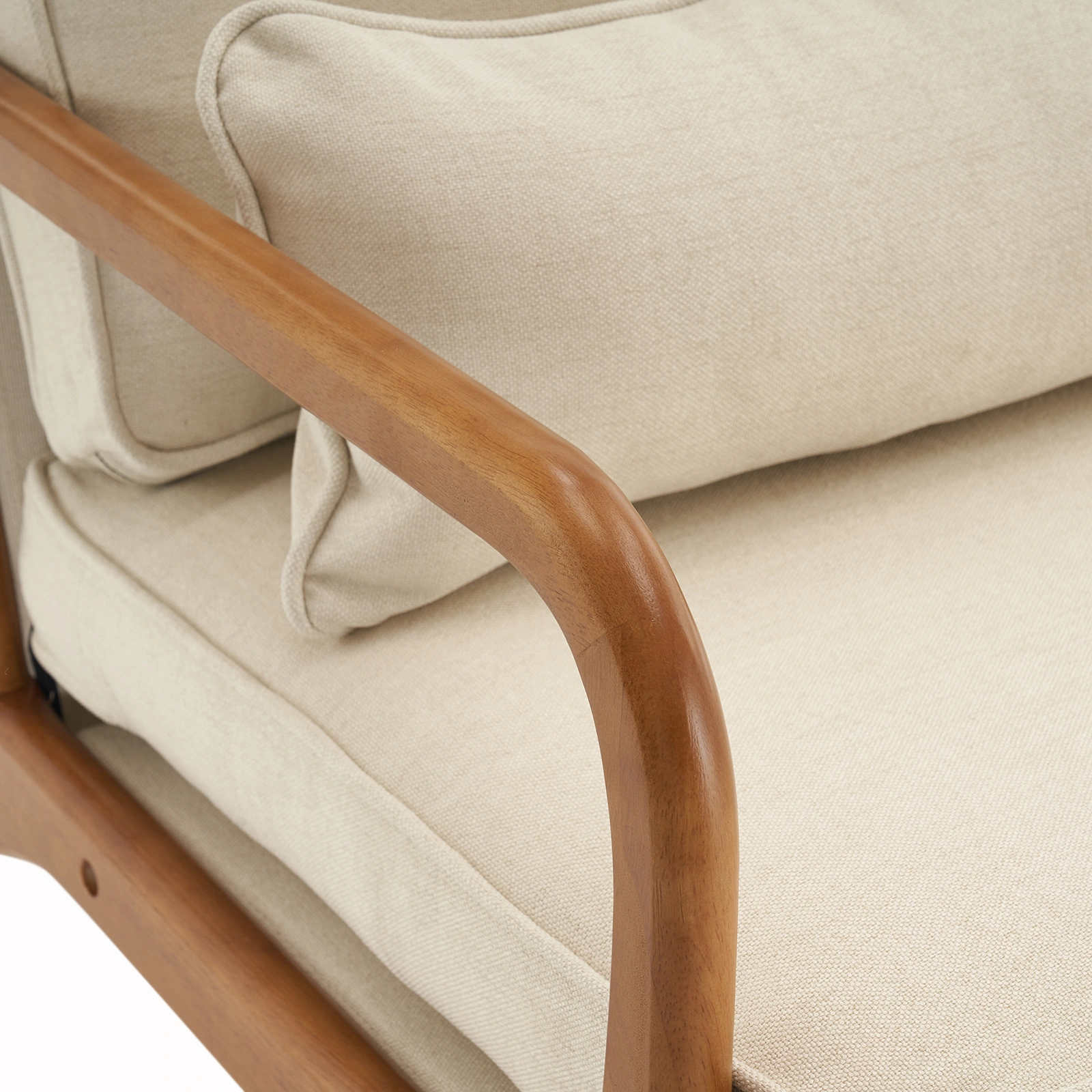 Oak Armrest Oak Upholstered Single Lounge Chair Indoor Lounge Chair Off-White view 25