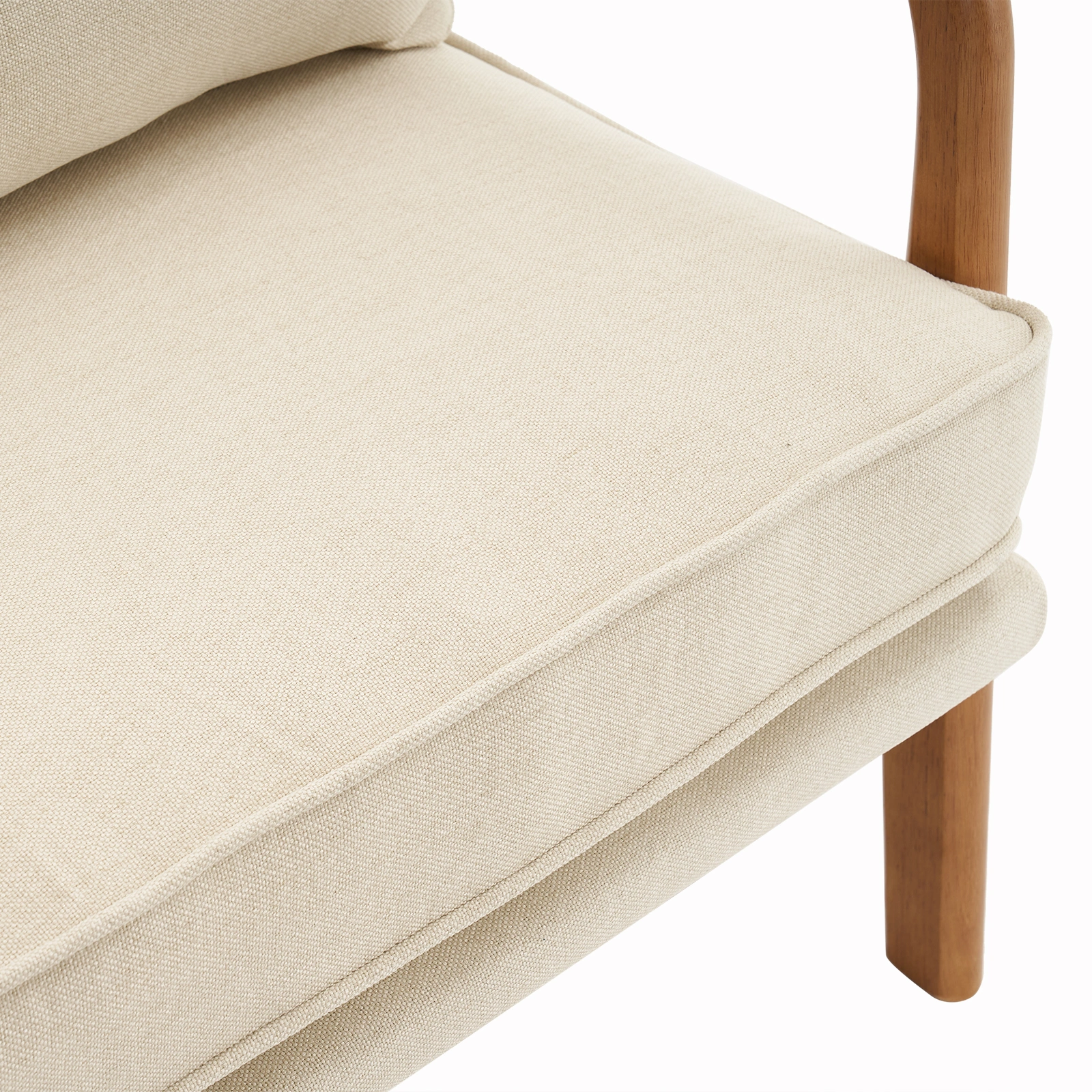 Oak Armrest Oak Upholstered Single Lounge Chair Indoor Lounge Chair Off-White view 8