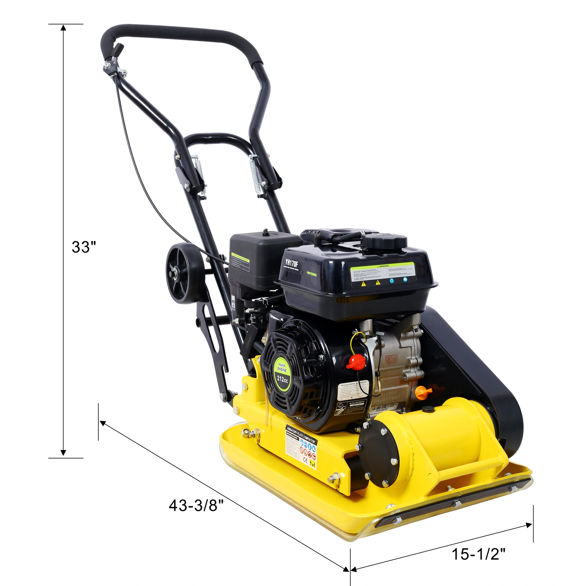 7.0HP 5500VPM MAX Gas Vibration Compaction Force 20 x 14 inch Plate Compactor w/Built-in Wheel,EPA compliant view 4