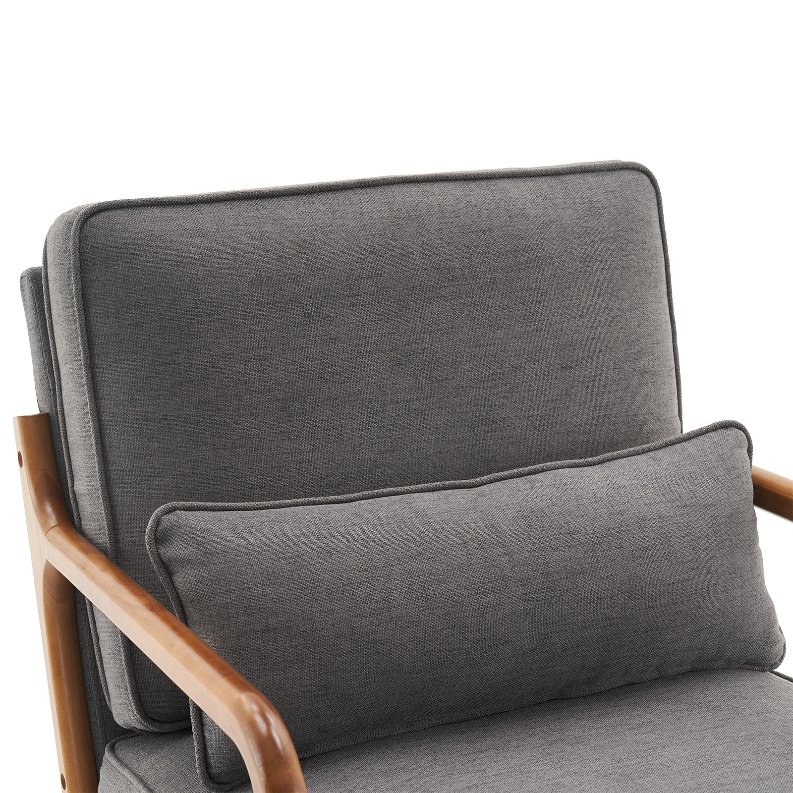 Oak Armrest Oak Upholstered Single Lounge Chair Indoor Lounge Chair Dark Grey view 10