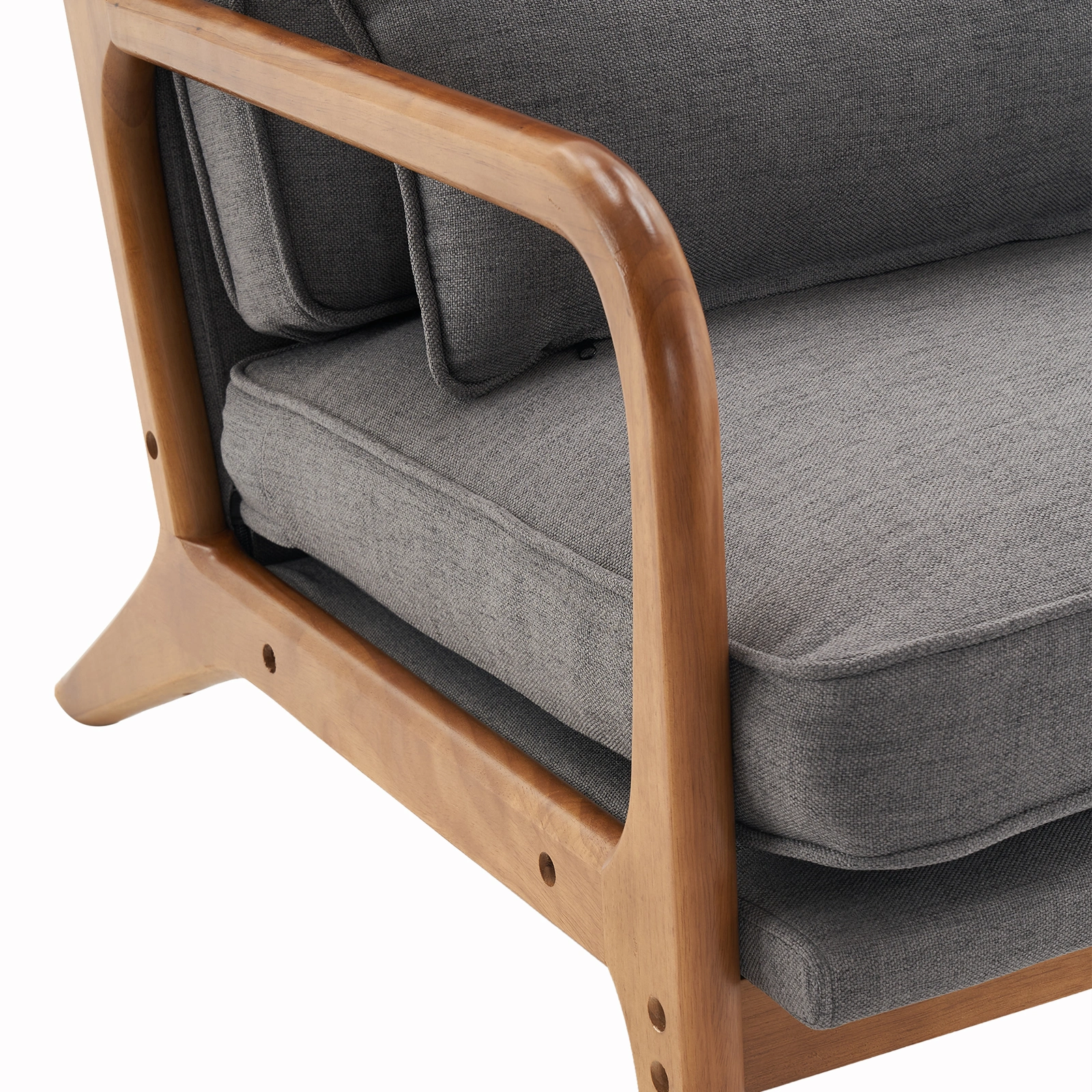 Oak Armrest Oak Upholstered Single Lounge Chair Indoor Lounge Chair Dark Grey view 11