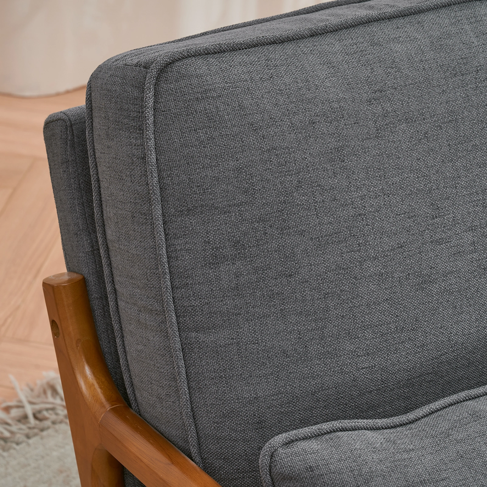 Oak Armrest Oak Upholstered Single Lounge Chair Indoor Lounge Chair Dark Grey view 28