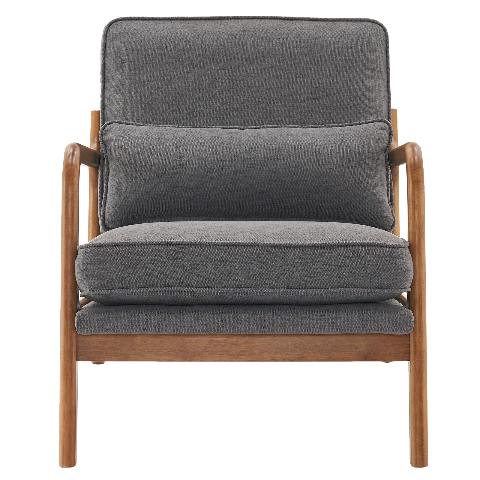Oak Armrest Oak Upholstered Single Lounge Chair Indoor Lounge Chair Dark Grey view 3