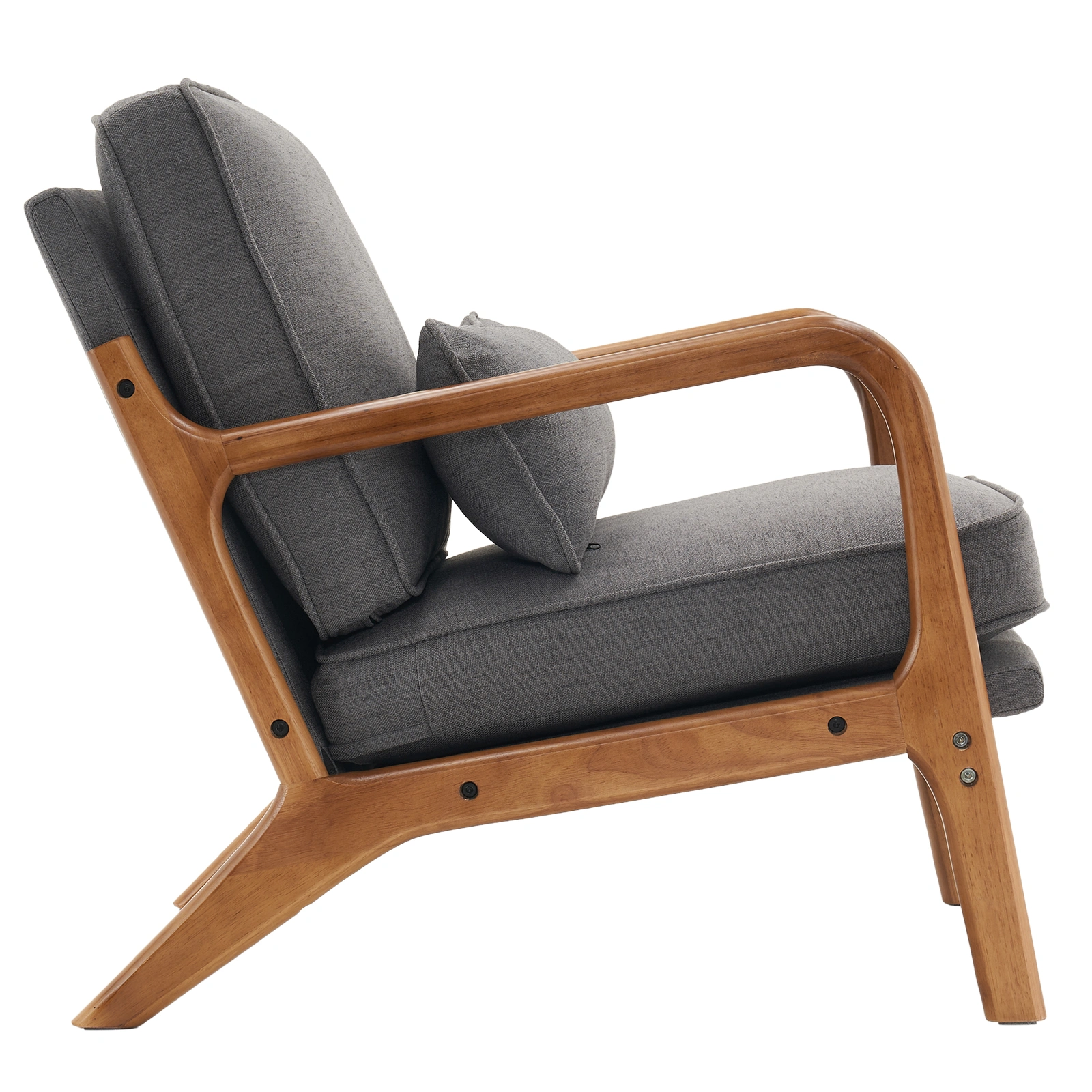 Oak Armrest Oak Upholstered Single Lounge Chair Indoor Lounge Chair Dark Grey view 4