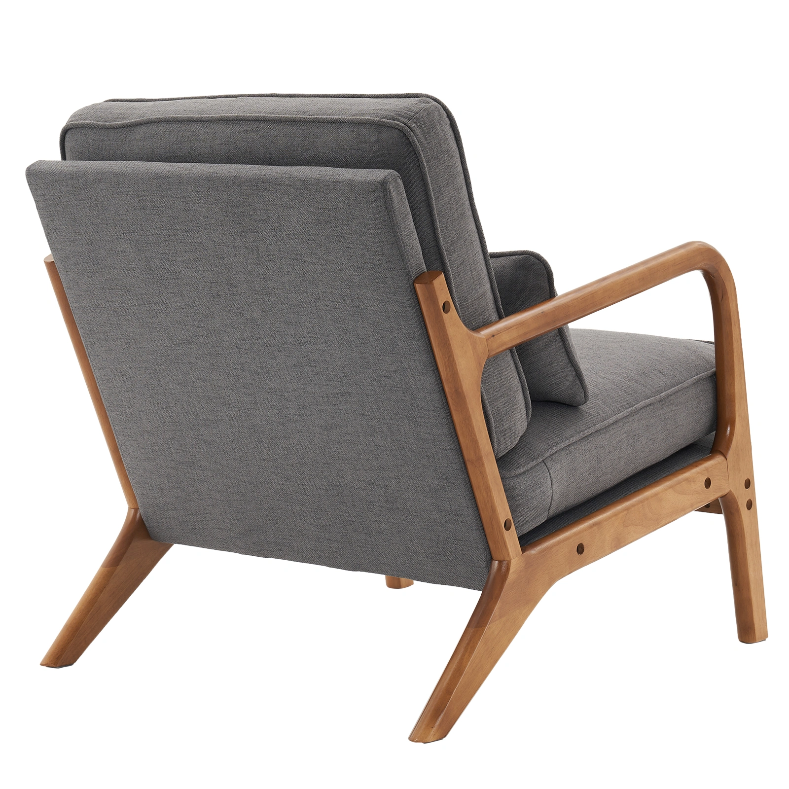 Oak Armrest Oak Upholstered Single Lounge Chair Indoor Lounge Chair Dark Grey view 5