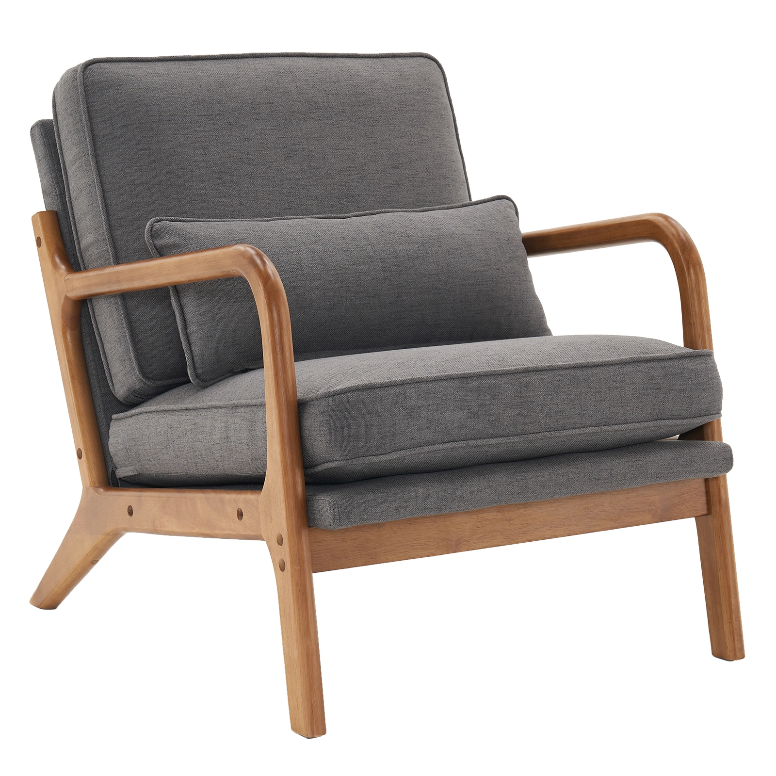 Oak Armrest Oak Upholstered Single Lounge Chair Indoor Lounge Chair Dark Grey view 6