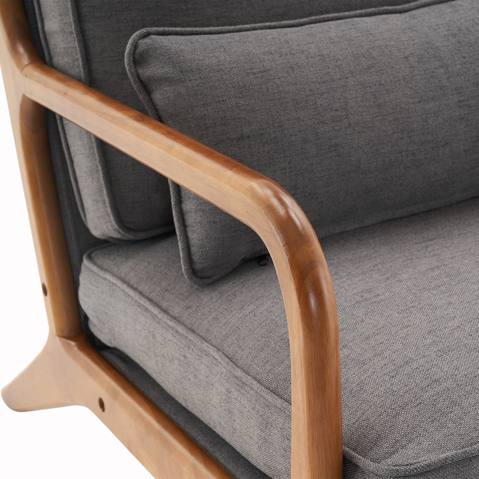Oak Armrest Oak Upholstered Single Lounge Chair Indoor Lounge Chair Dark Grey view 7