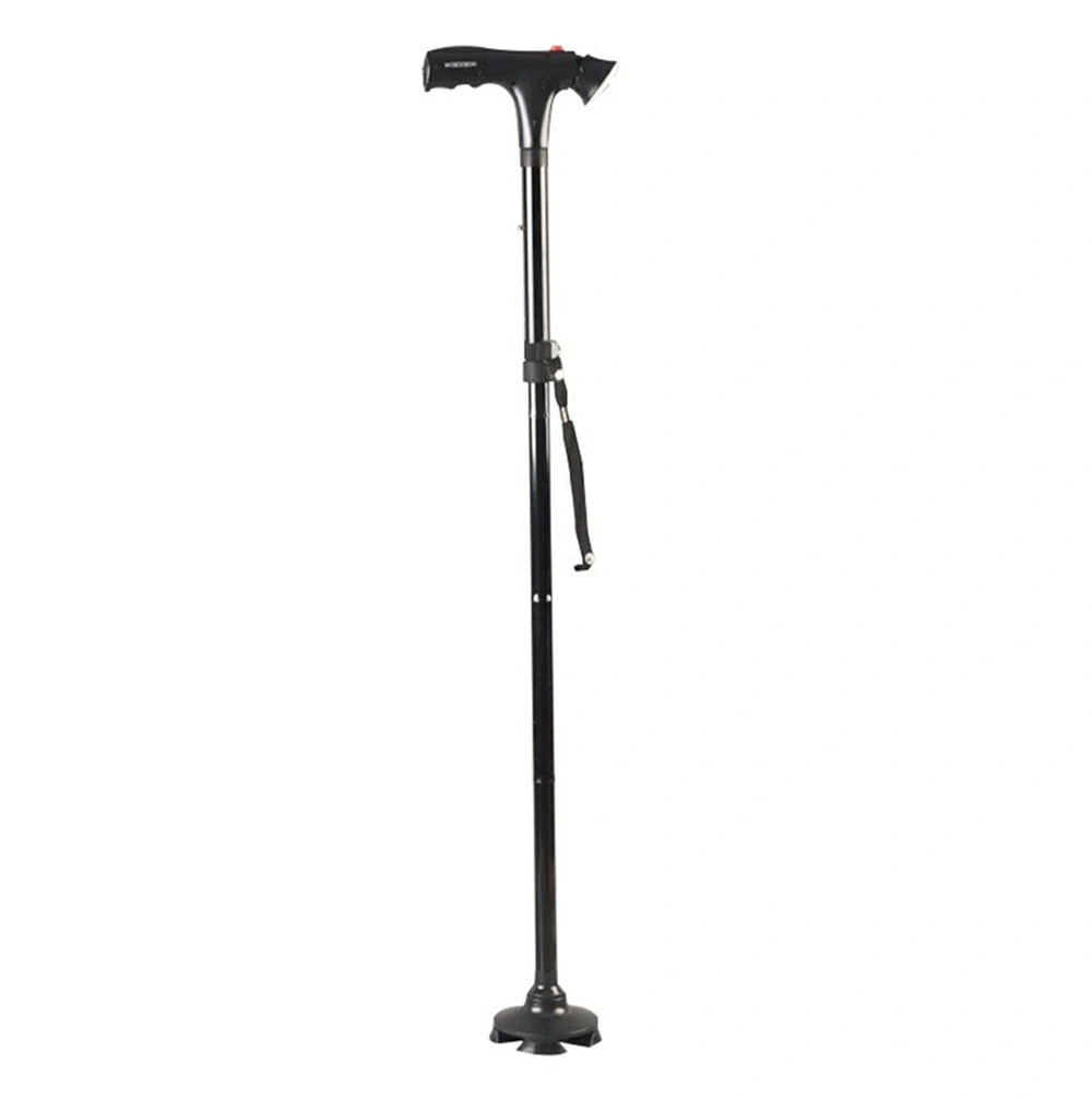 5-Level Adjustable Walking Stick - Portable Foldable Cane with LED Light and Alarm for Camping Hiking Travel, Adjustable Height view 3