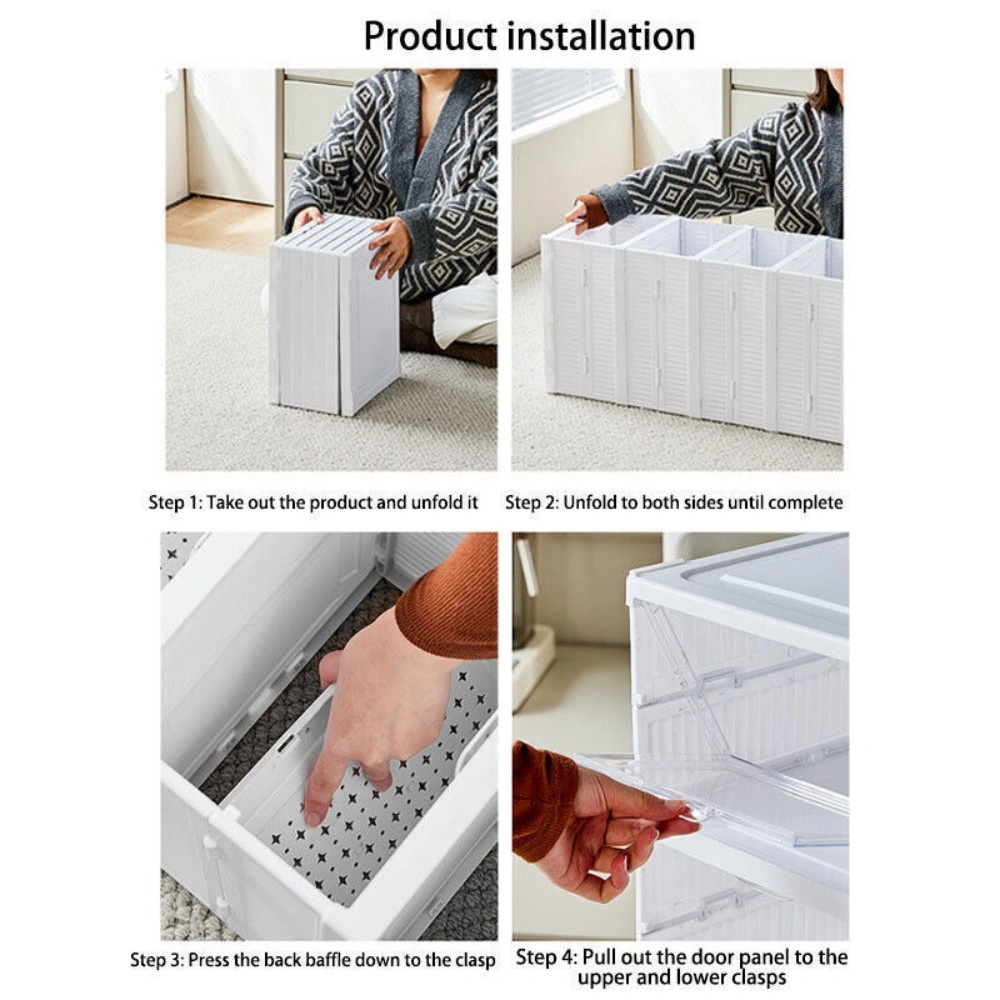 6-Tier Stackable Foldable Shoe Storage Box, Plastic Sneaker Organizer, Space-Saving Shoe Rack view 3