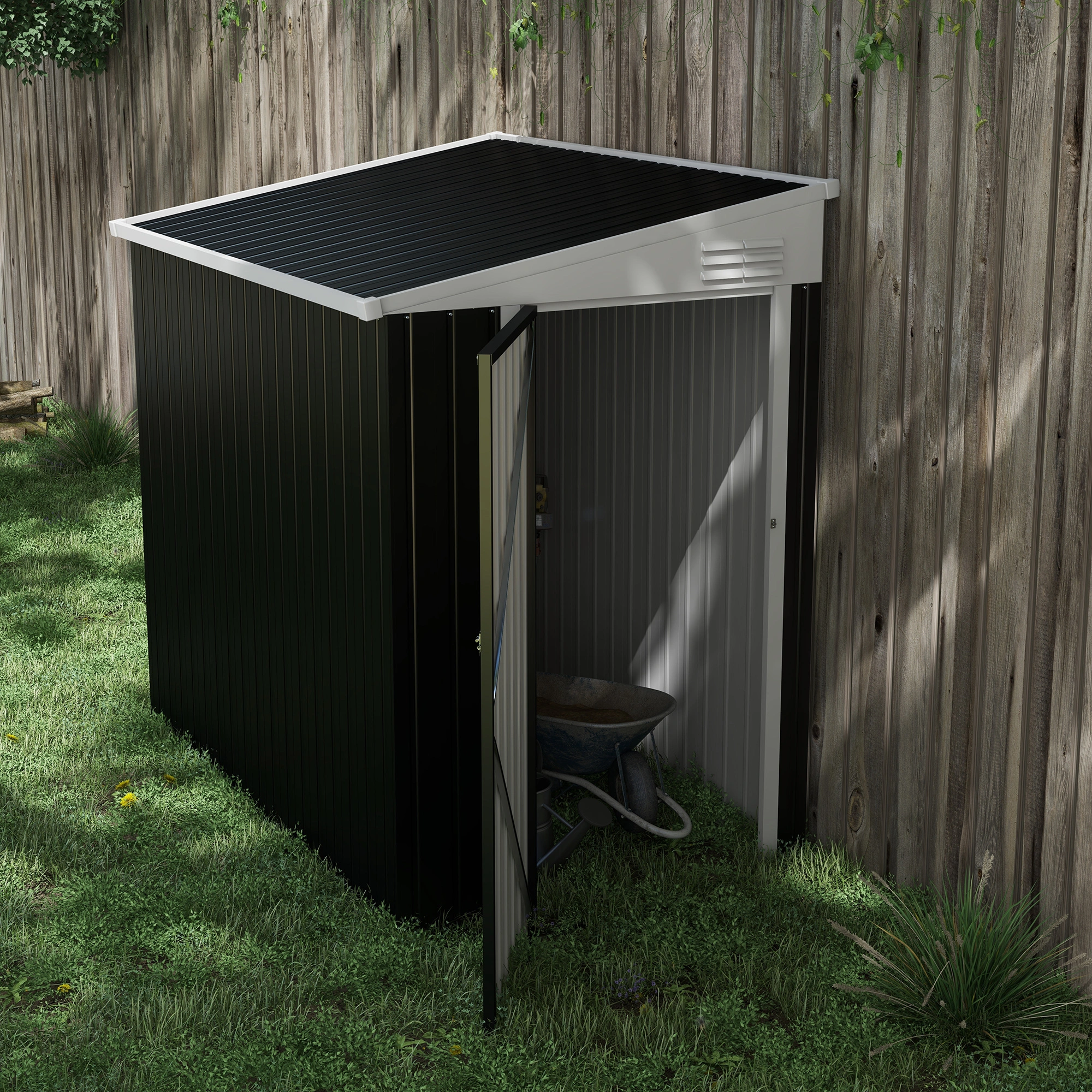 Weatherproof Garden Shed 6x4 ft Outdoor Storage Shed with Double Doors, Anti-Rust Coated Steel, Space-Saving Design for Patio & Yard