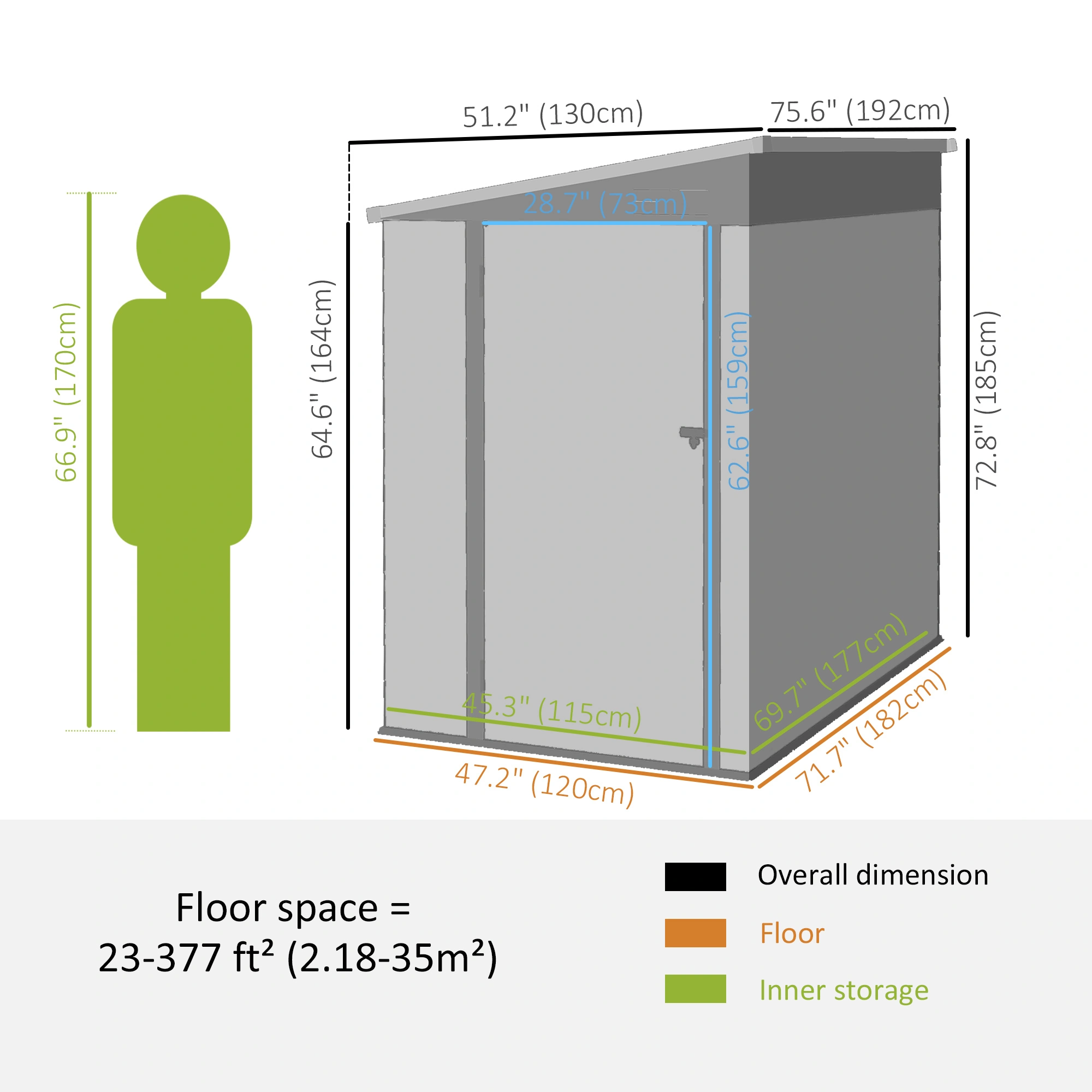 Weatherproof Garden Shed 6x4 ft Outdoor Storage Shed with Double Doors, Anti-Rust Coated Steel, Space-Saving Design for Patio & Yard view 3