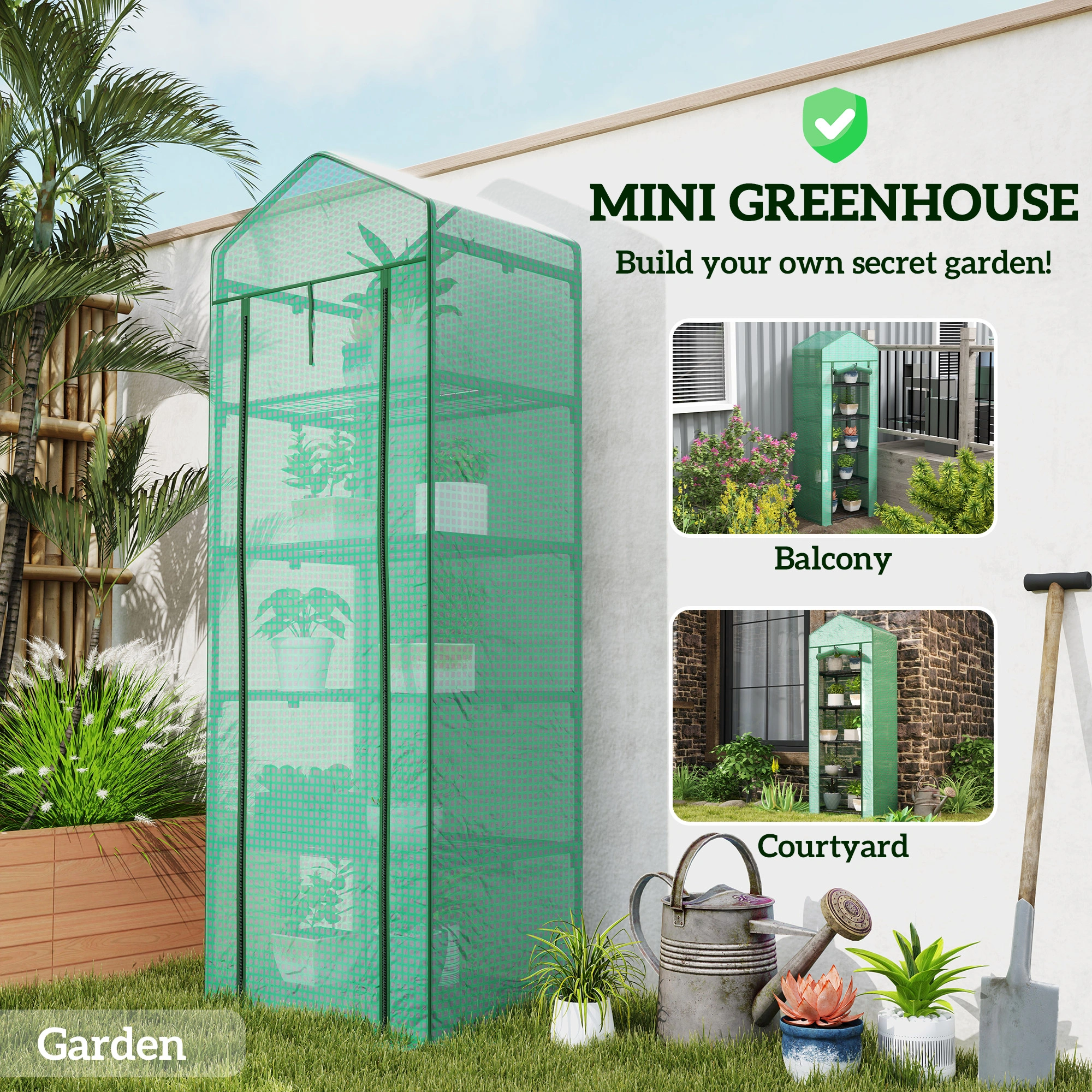 Mini Grow Tent - Foldable Greenhouse with Ventilation Windows, Durable PE Material Plant Protection Cover for Herbs Vegetables Flowers view 3