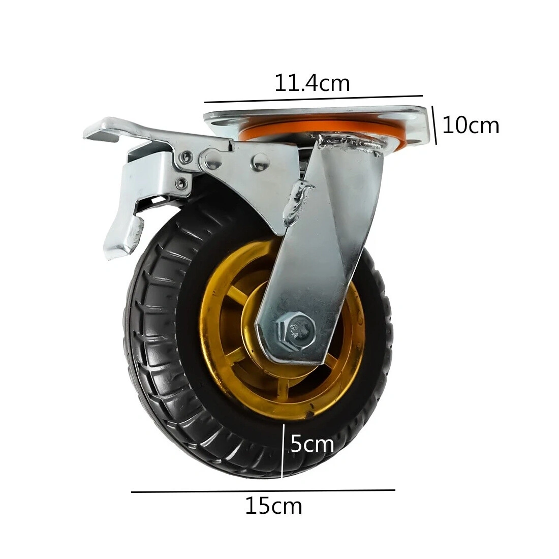 4x 150mm Heavy Duty Swivel Caster Wheels - 300kg Load Capacity, 2 Brakes, Industrial Grade Castors view 4