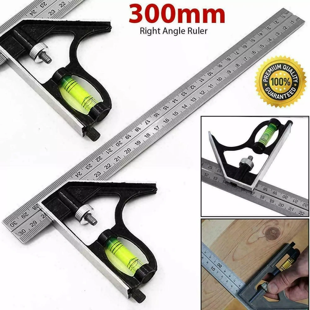 300mm 12" Adjustable Engineer's Combination Try Square Set - Right Angle Ruler UK