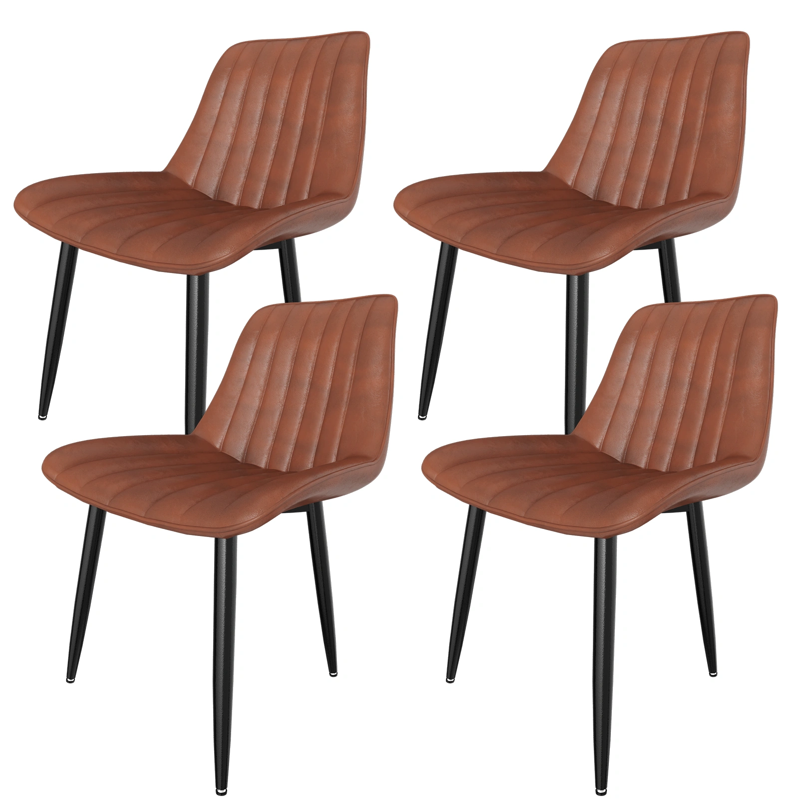 Set of 4 Dining Chairs PU Faux Leather Upholstered Kitchen Dining Table Chair 5cm Seat 7cm Backrest 180KG Load for Living Room Bedroom Hotel Restaurant