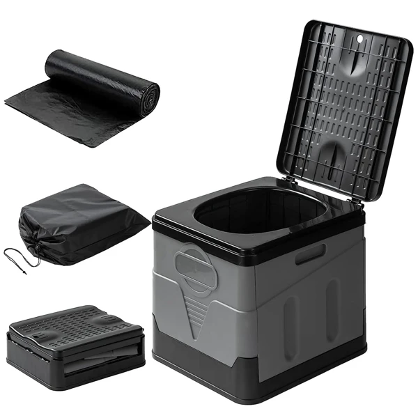 Portable Toilet with Carry Bag Foldable Emergency Toilet with Lid Trash Bags Camping Toilet Foldable Toilet for Car Indoor Outdoor Commode Travel Toilet Portable Toilet for Camping,Tent,Hiking,Boating view 5