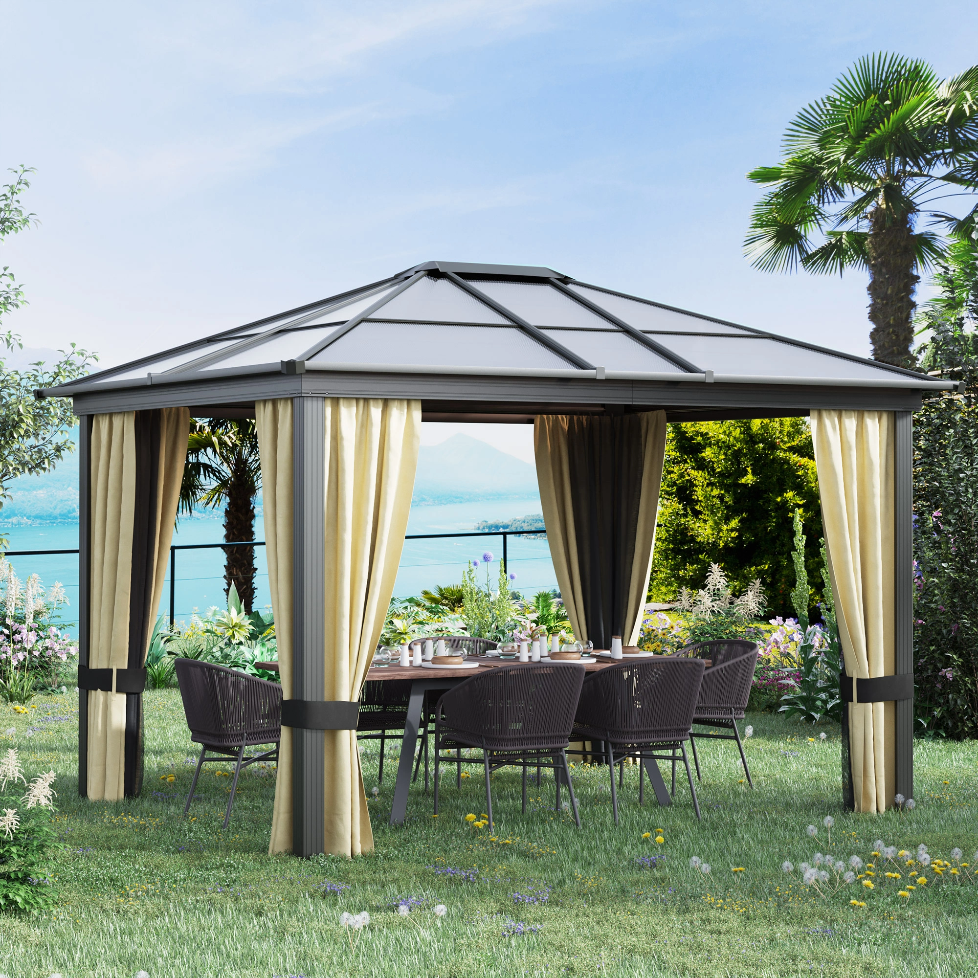 Pop Up Tent 10x10ft Canopy Party Tent, Waterproof Camping Gazebo with Side Panels, Outdoor Event Shelter Sun Shade Tent for Beach Picnic Garden