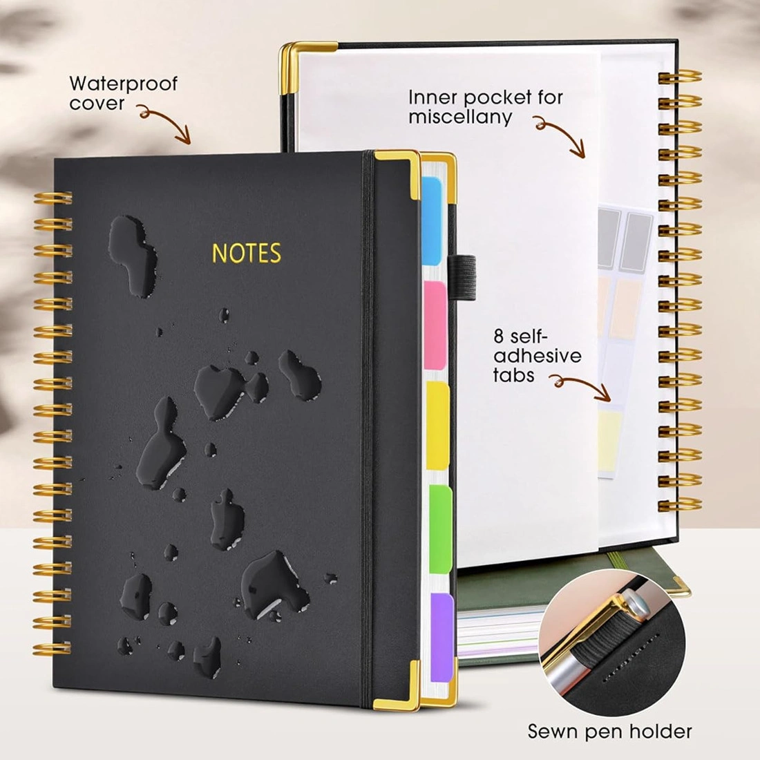 Extra Large Hardcover Spiral Notebook 300 Pages with Removable Dividers & Tabs, A3 Lined Journal for School Office UK view 2