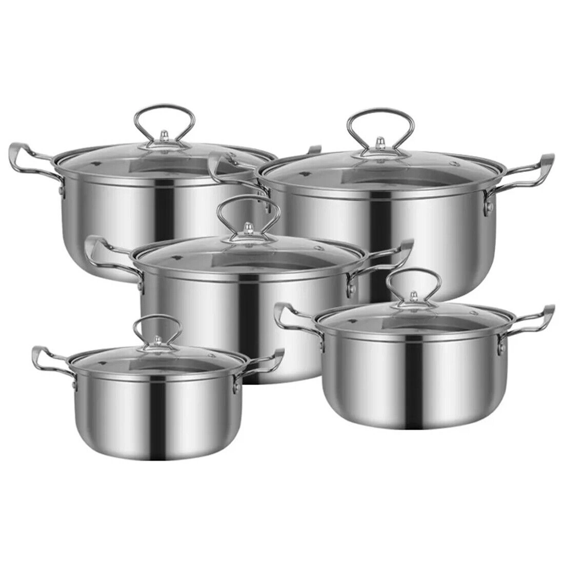 11 PCS Stainless Steel Cookware Set Non Stick Pots and Pans with Lids Induction Compatible view 5