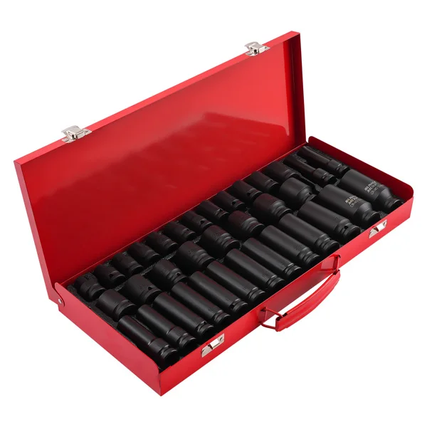 35PCS 1/2" Deep Impact Socket Set Drive 6 Point Metric Garage Tool 8 - 32mm view 5