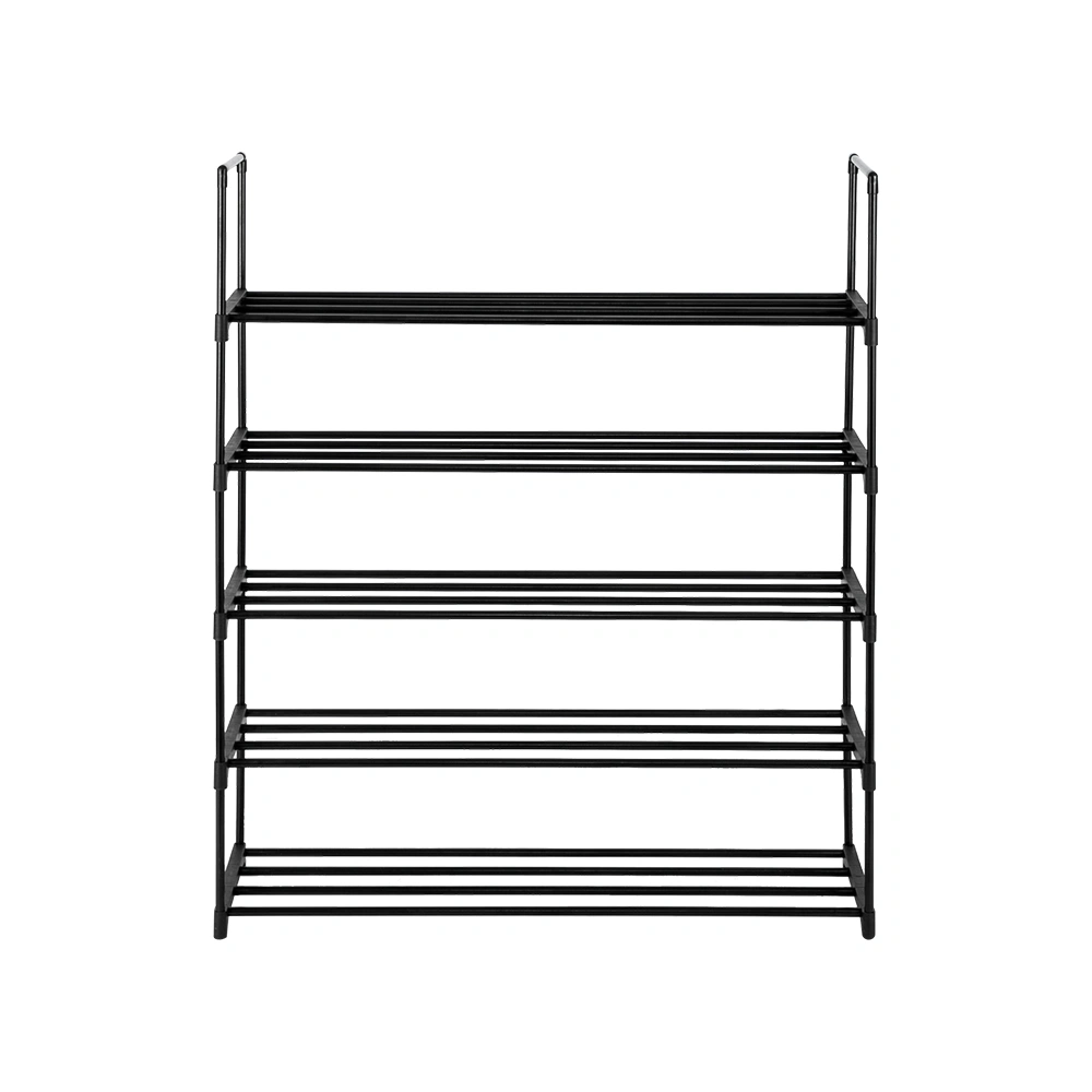 5 Tiers Shoe Rack Tower, Black Metal Shoe Storage Organizer Shelf for Bedroom Entryway Hallway Closet, Space Saving Shoe Rack