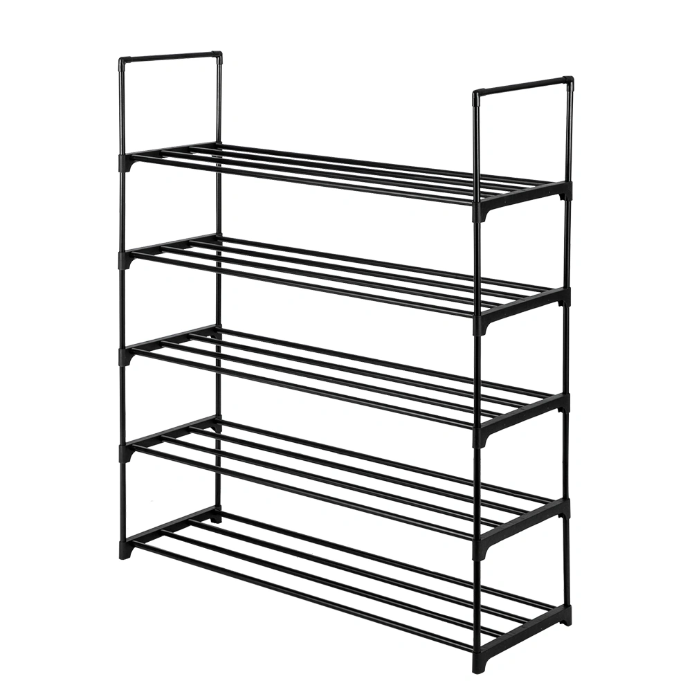5 Tiers Shoe Rack Tower, Black Metal Shoe Storage Organizer Shelf for Bedroom Entryway Hallway Closet, Space Saving Shoe Rack view 3
