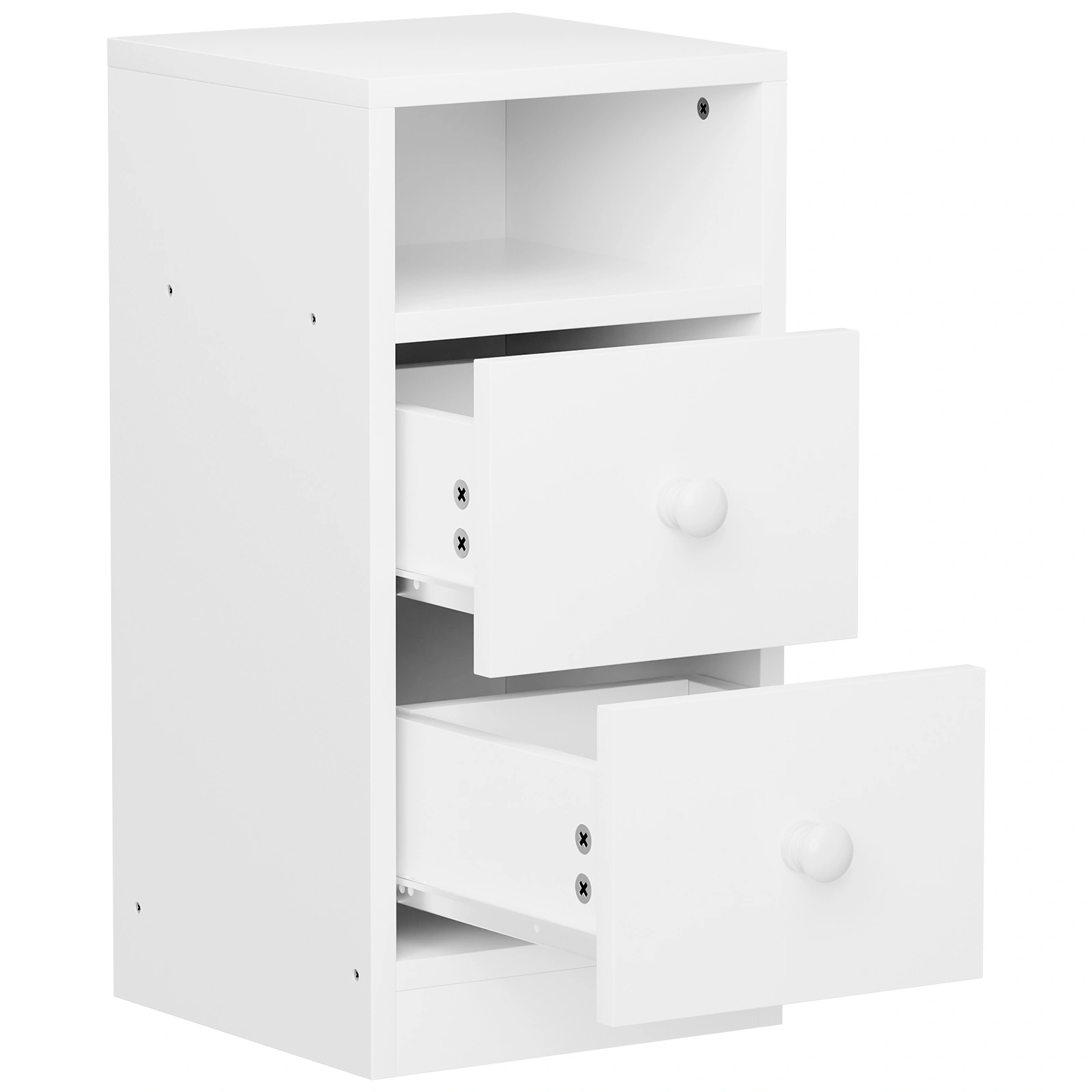 White Nightstand with 2 Drawers Modern Bedside Table for Bedroom Living Room view 3