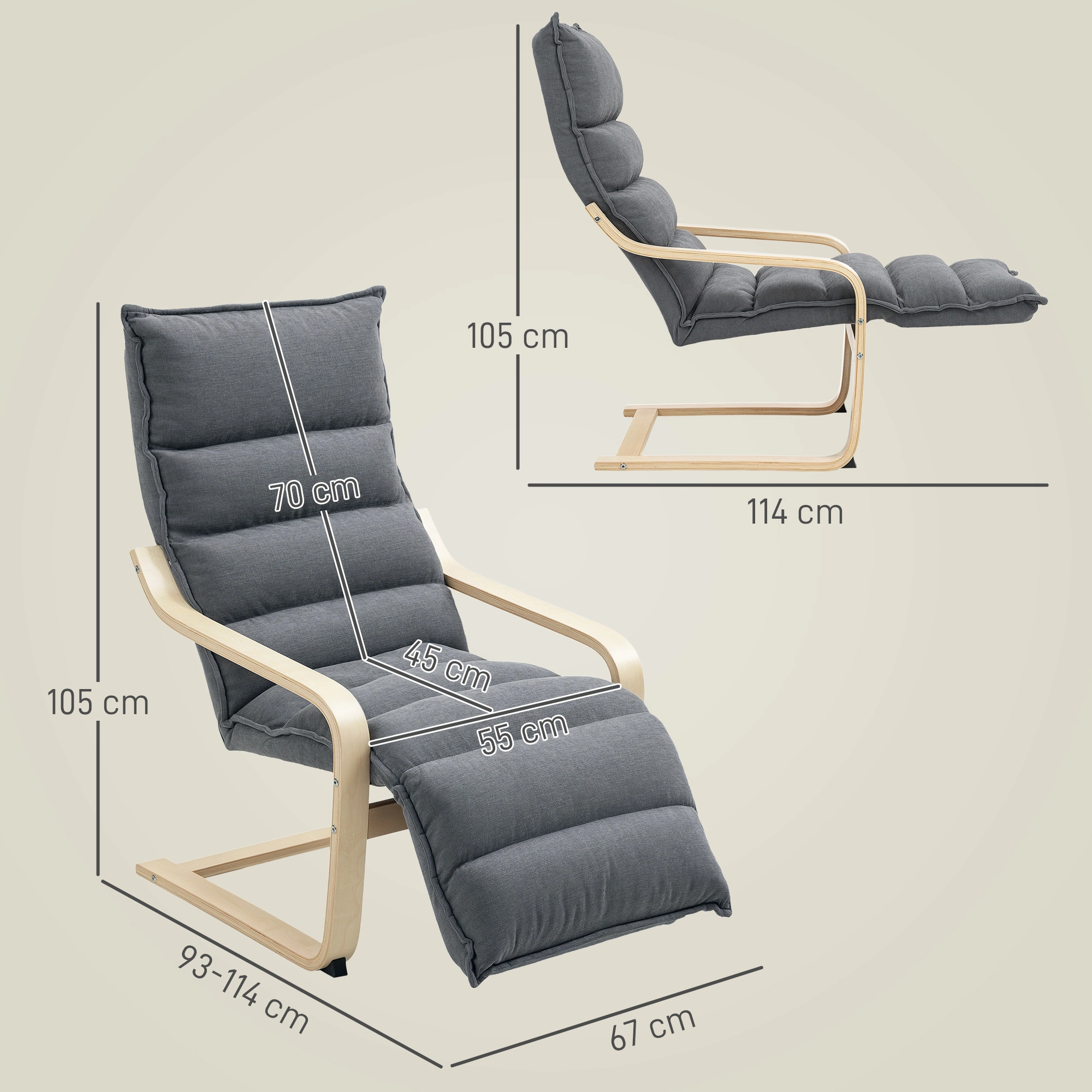 Power Recliner Chair, Sofa Chaise Lounge with Footrest, Rocking Recliner Chair for Living Room Bedroom, Home Office view 4