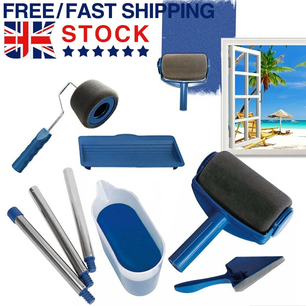 Paint Runner Pro 8Pcs Paint Roller Brush Set, Wall Painting Home Decor Tools with Handle view 2