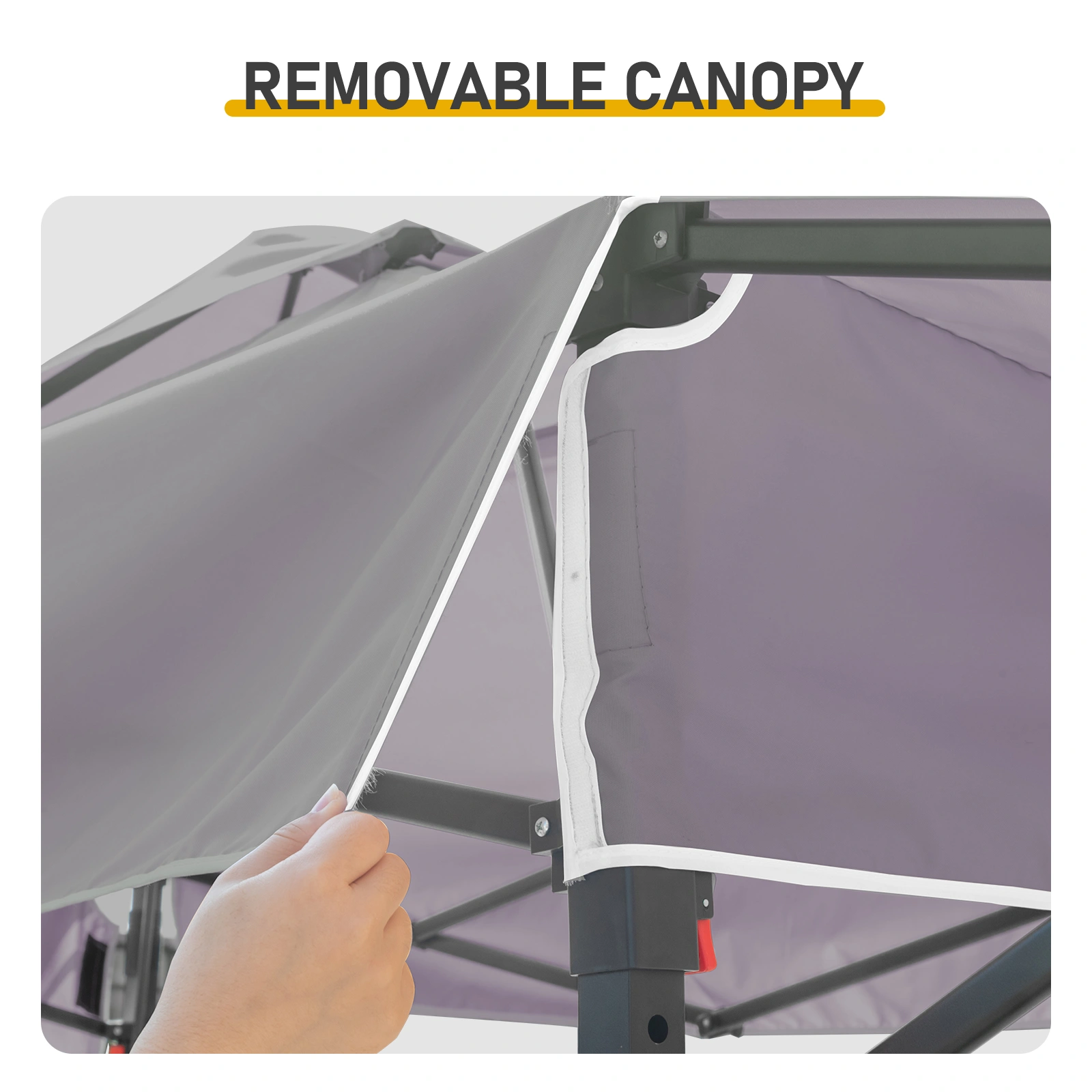 3.3x12.5FT Double Top Grill Gazebo, Dark Gray Polyester BBQ Canopy with Adjustable Side Sunshades, Black Powder Coated Folding Frame, Mesh Trays & Carry Bag view 12
