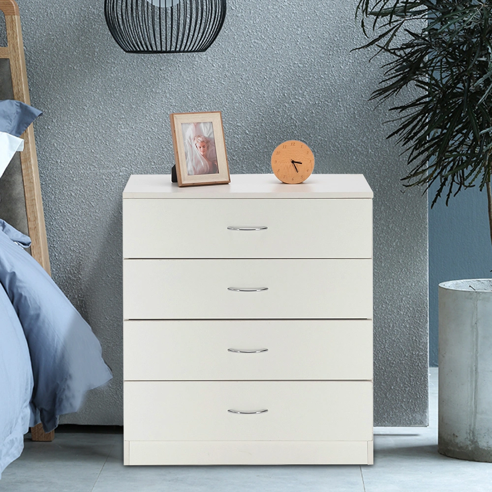 MDF Wood Simple 4-Drawer Dresser White view 17