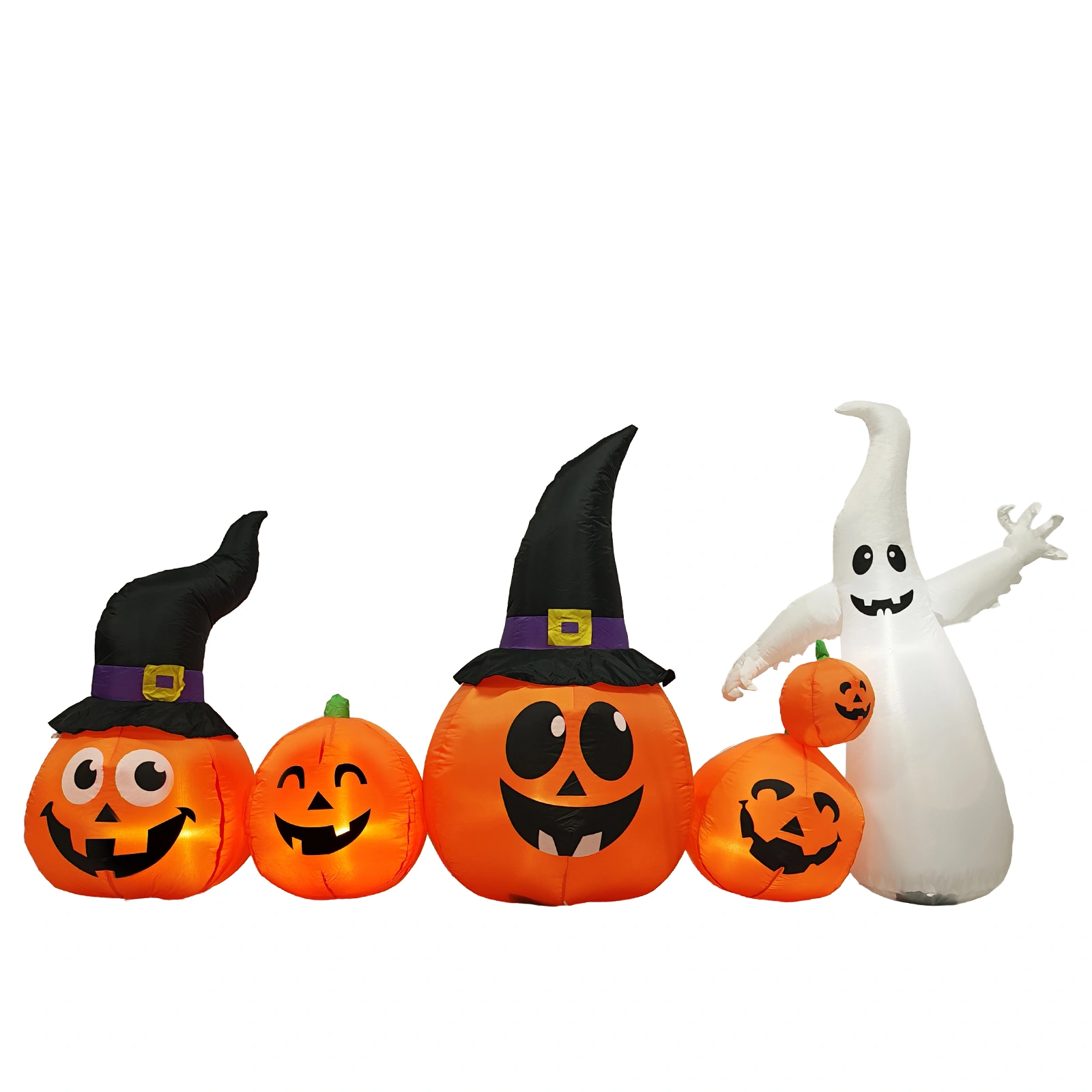8FT Halloween Inflatable Pumpkins and Ghost Yard Decoration, Outdoor Indoor Blow Up Decor with Built-in LED Lights, Lawn Garden Haunted Display