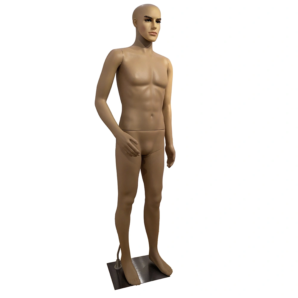K4 Male Mannequin Display - Curved Right Arm, Straight Foot, Skin Color view 2