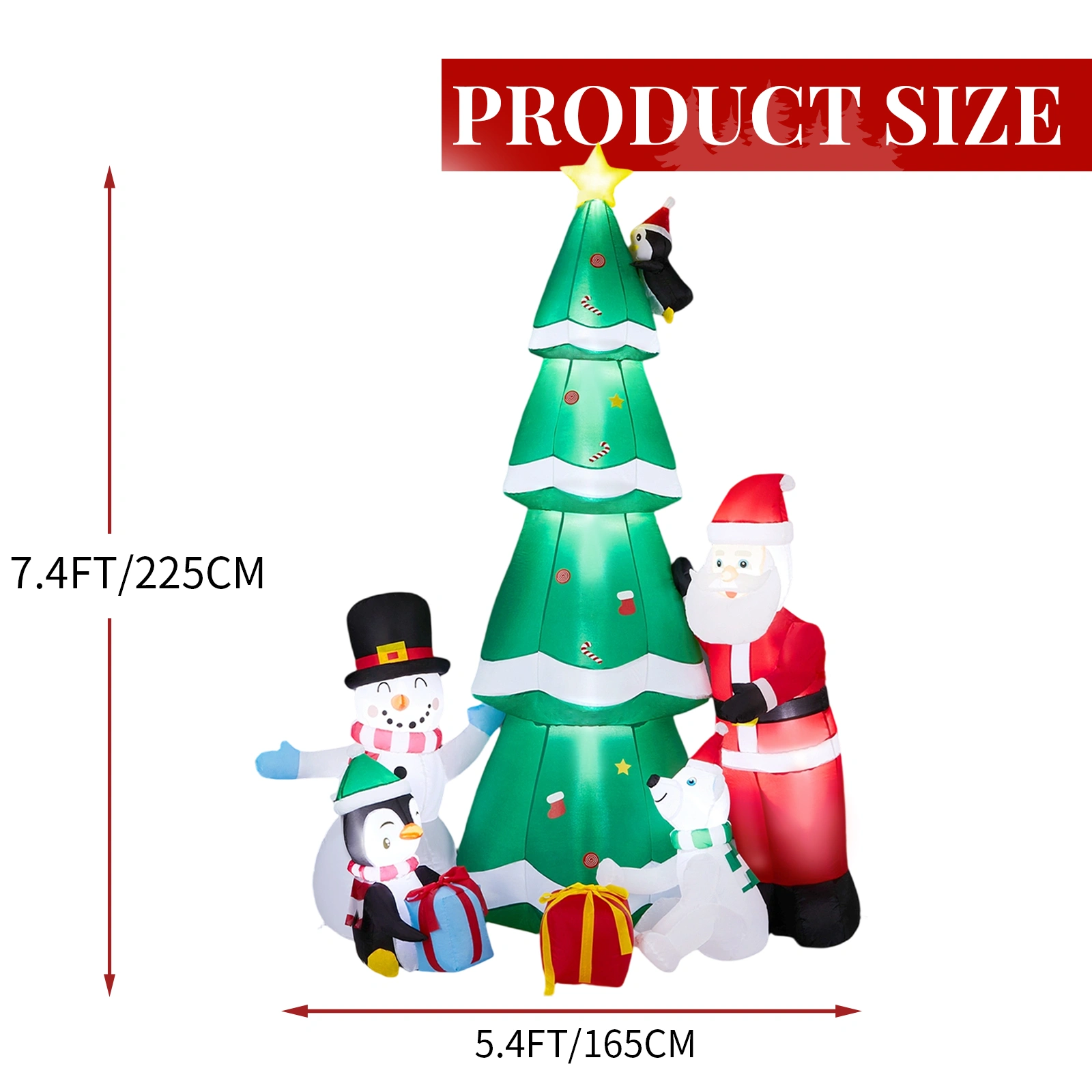 7.5FT Lighted Christmas Inflatable Decoration, Inflatable Christmas Tree with Santa and Snowman, Funny Blow Up Yard Decorations with Built-in LED Lights for Holiday Party Front Yard Lawn Garden Decor view 6
