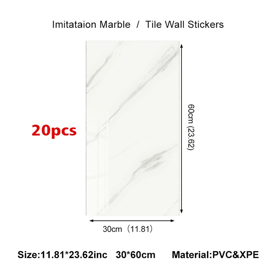 20PCS Marble Peel and Stick Wall Decals for Kitchen & Bathroom, Jazz White Self-Adhesive Vinyl Tiles view 3