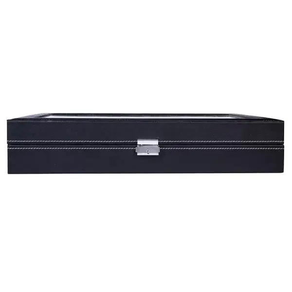 24 Compartments Top-level Opening Style Leather Watch Collection Box Black view 4