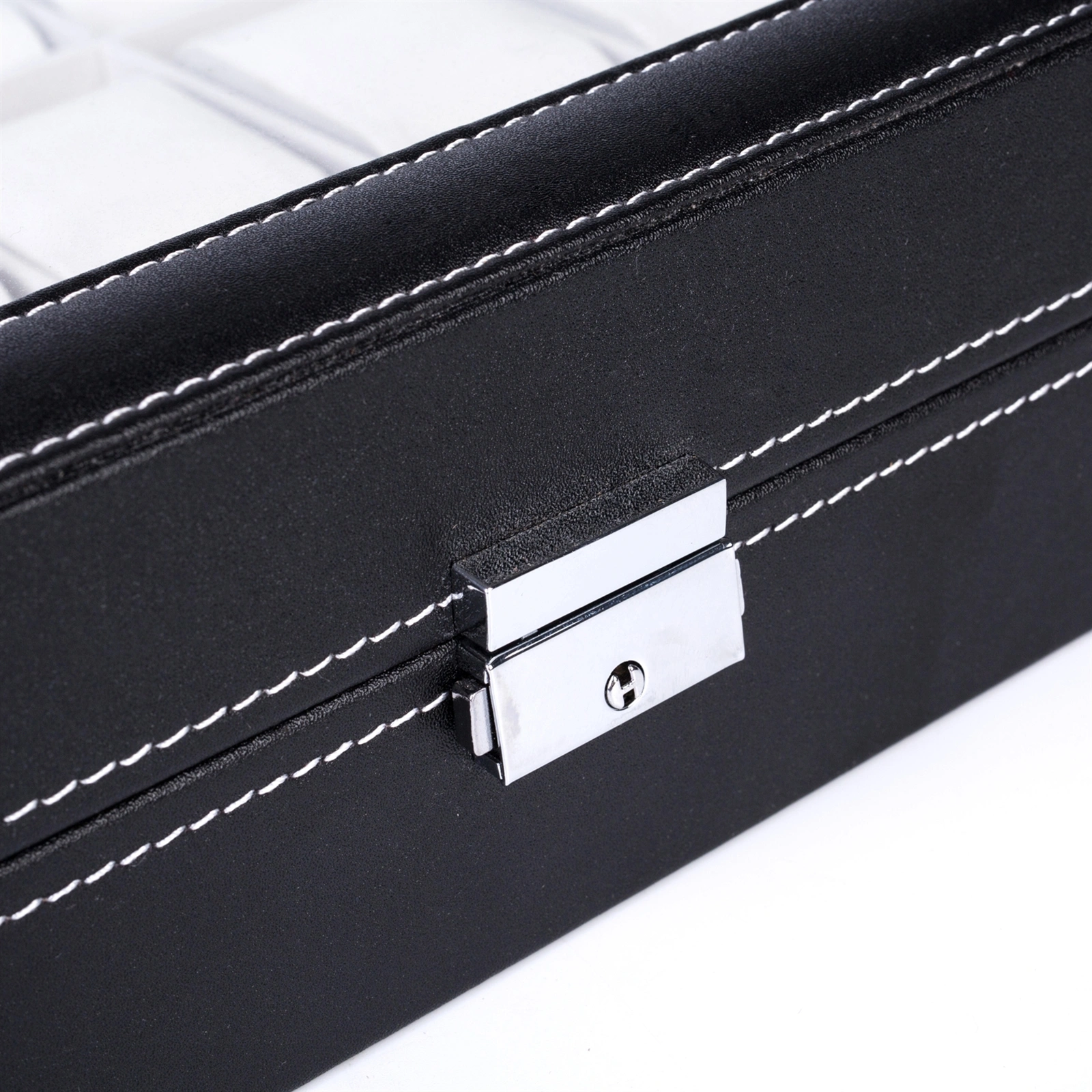 24 Compartments Top-level Opening Style Leather Watch Collection Box Black view 8