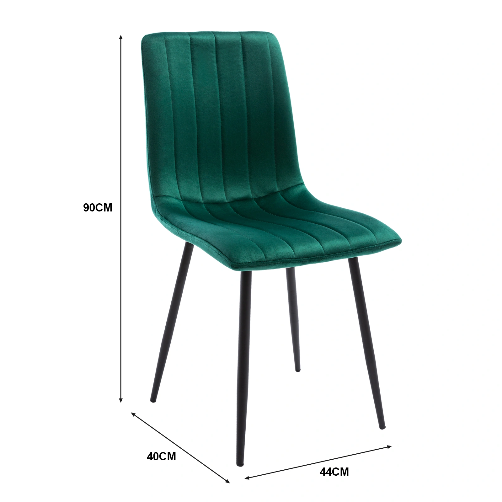 Set of 4 Fabric Velvet Dining Chairs - Upholstered Accent Chairs for Living Room, Bedroom, Entryway (Green) view 3