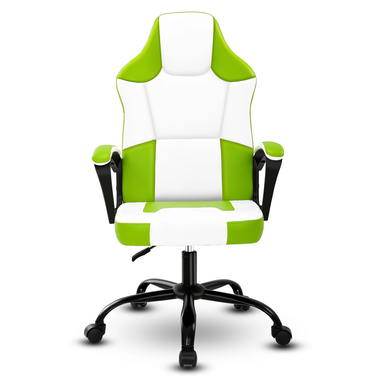 Gaming Chair with Footrest, Ergonomic PU Leather Big and Tall Computer Chair, 360° Swivel Height Adjustable Office Desk Chair, Black view 2